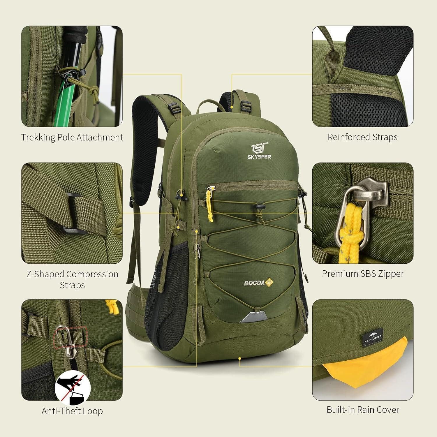 LuxusKollektion Trekkingrucksack Wanderrucksack 35L 31cm*22cm*52cm Bogda35-militärgrün