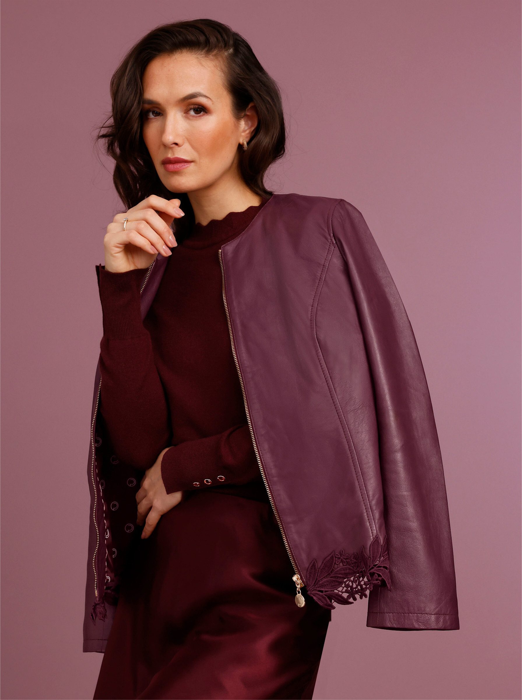 Mainpol Blusenblazer Lammnappa-Lederblazer Langarm