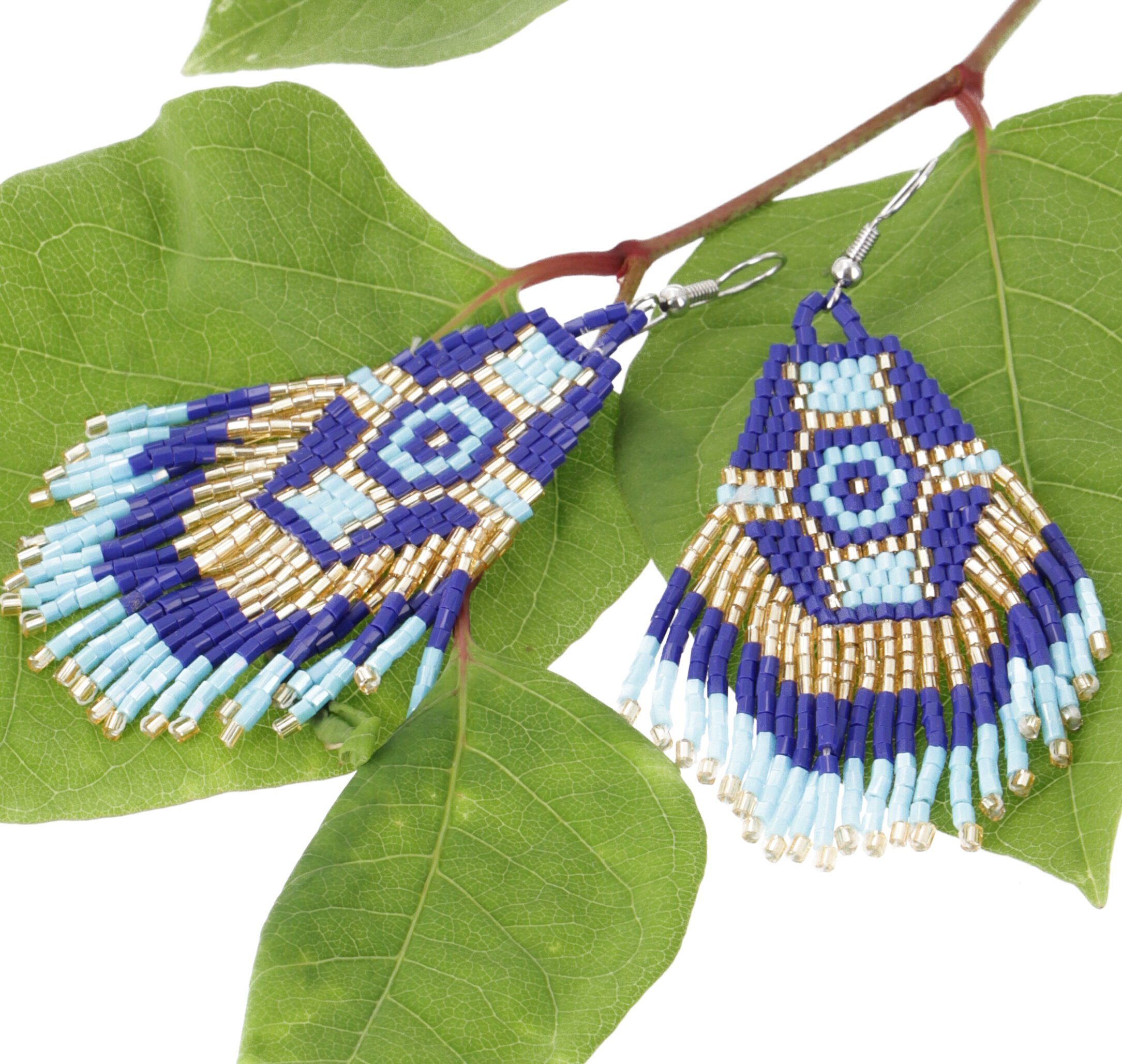 Guru-Shop Paar Ohrhänger Indigener Ohrringe, Ethno Perlenohrringe -.. günstig online kaufen