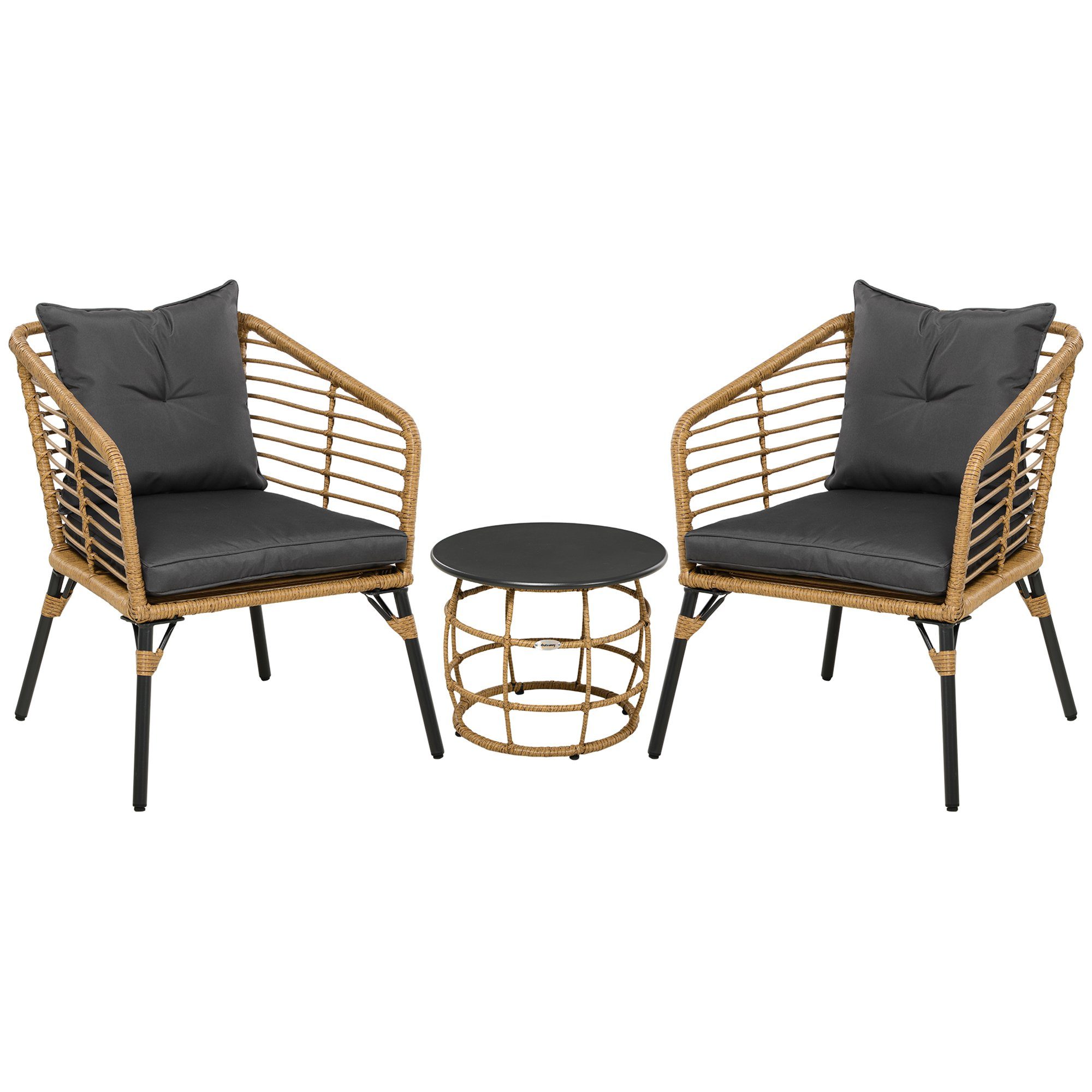 Outsunny Sitzgruppe Bistro-Set, wetterbeständig, (Gartengruppe, 3-tlg., günstig online kaufen