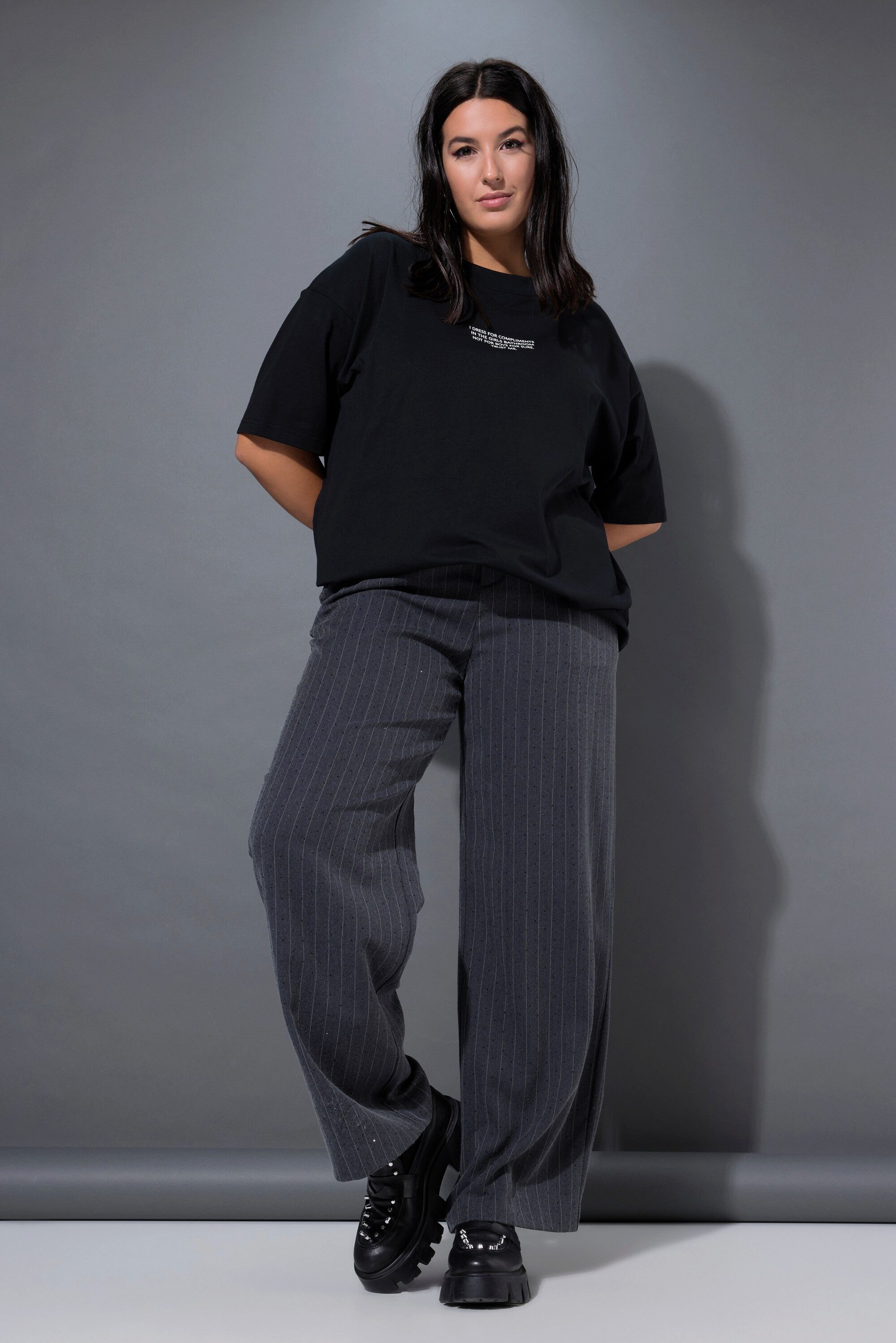 Studio Untold Funktionshose Nadelstreifen-Hose Wide Legs High Waist