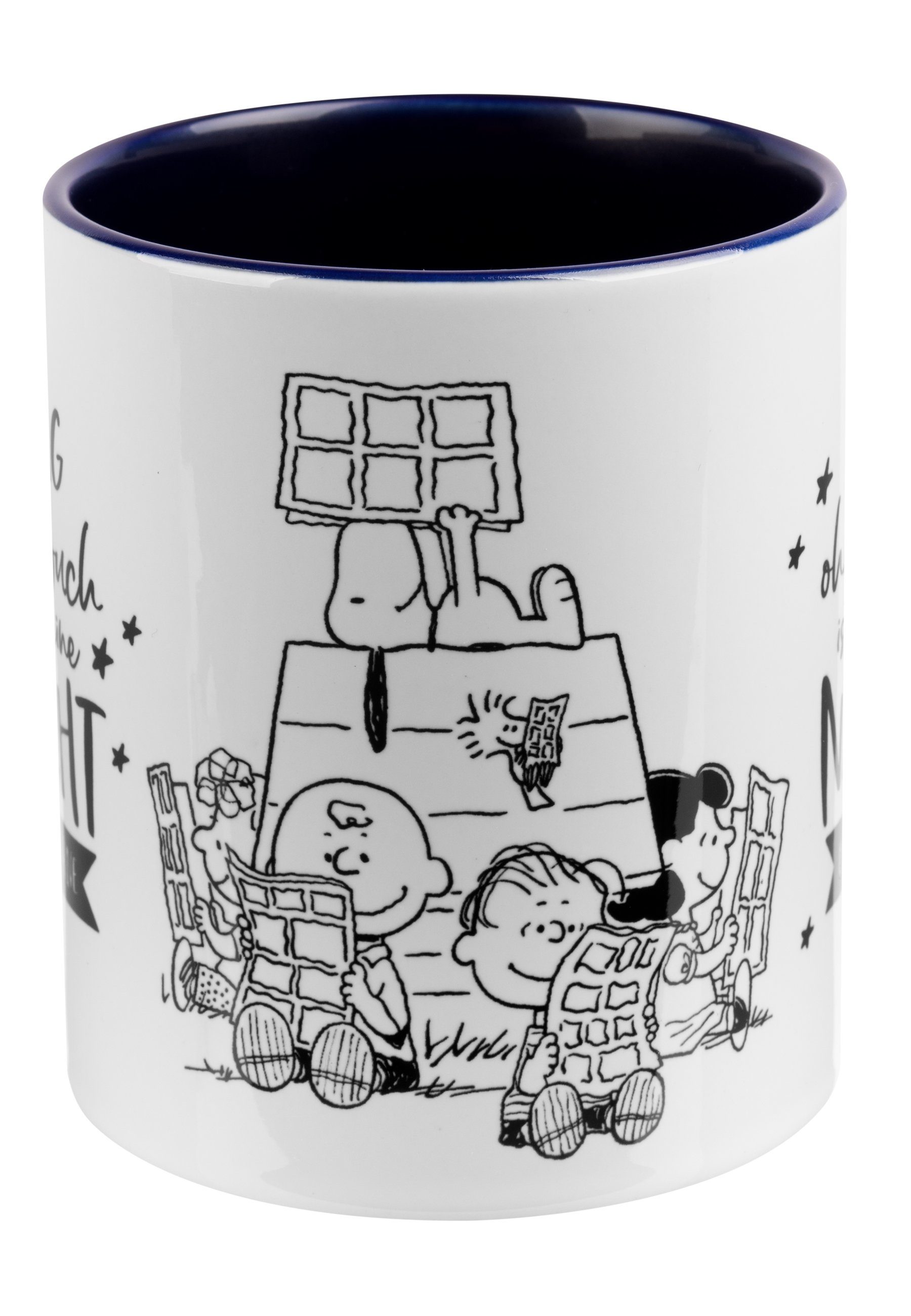 United Labels® Tasse The Peanuts 320 - ohne Keramik Tasse Tag Kaffeetasse Blau Snoopy ml, Weiß Buch