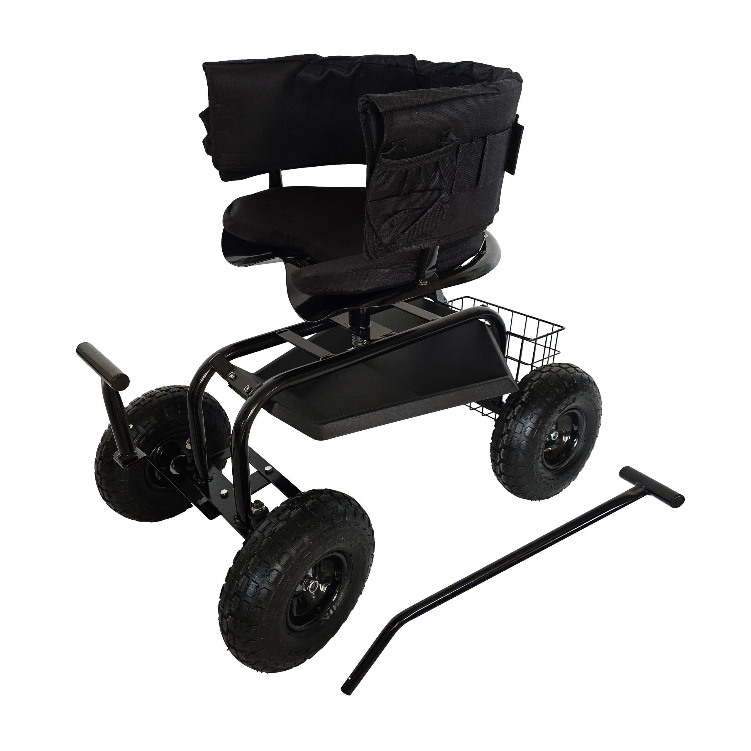 relaxdays Rollsitz Fahrbarer Gartensitz mit Stauraum (1 St), schwarz
