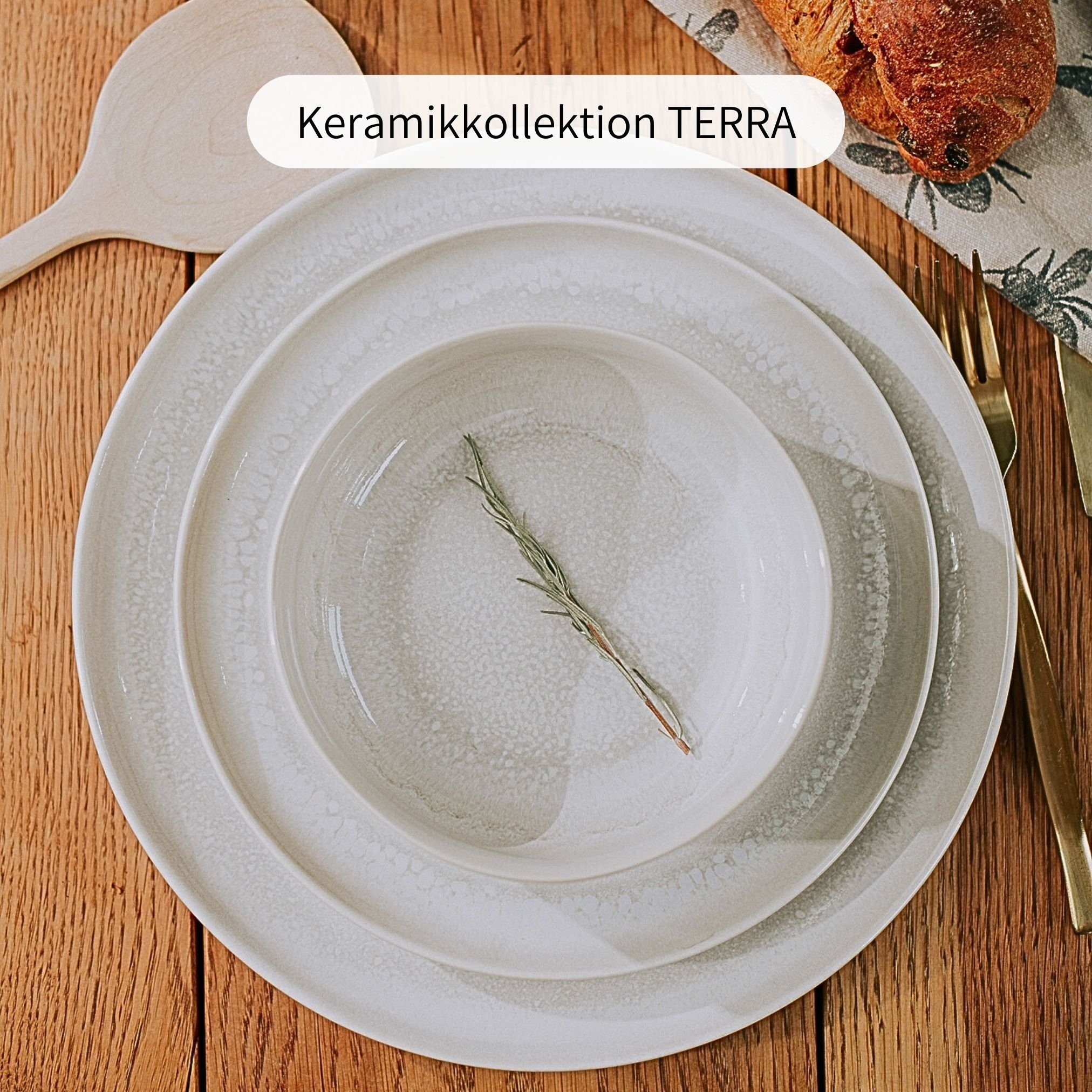 Econovo Teller Handgefertigt, (1 St), Großer Keramikteller 27cm Made in Portugal