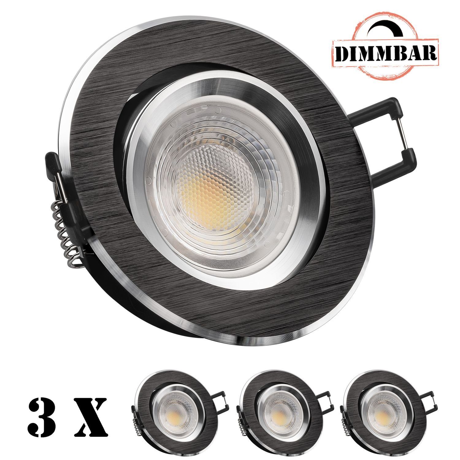 in Einbaustrahler LED GU10 LEDANDO Set LEDANDO Einbaustrahler LED mit LED 3er schwarz von 5,5W -