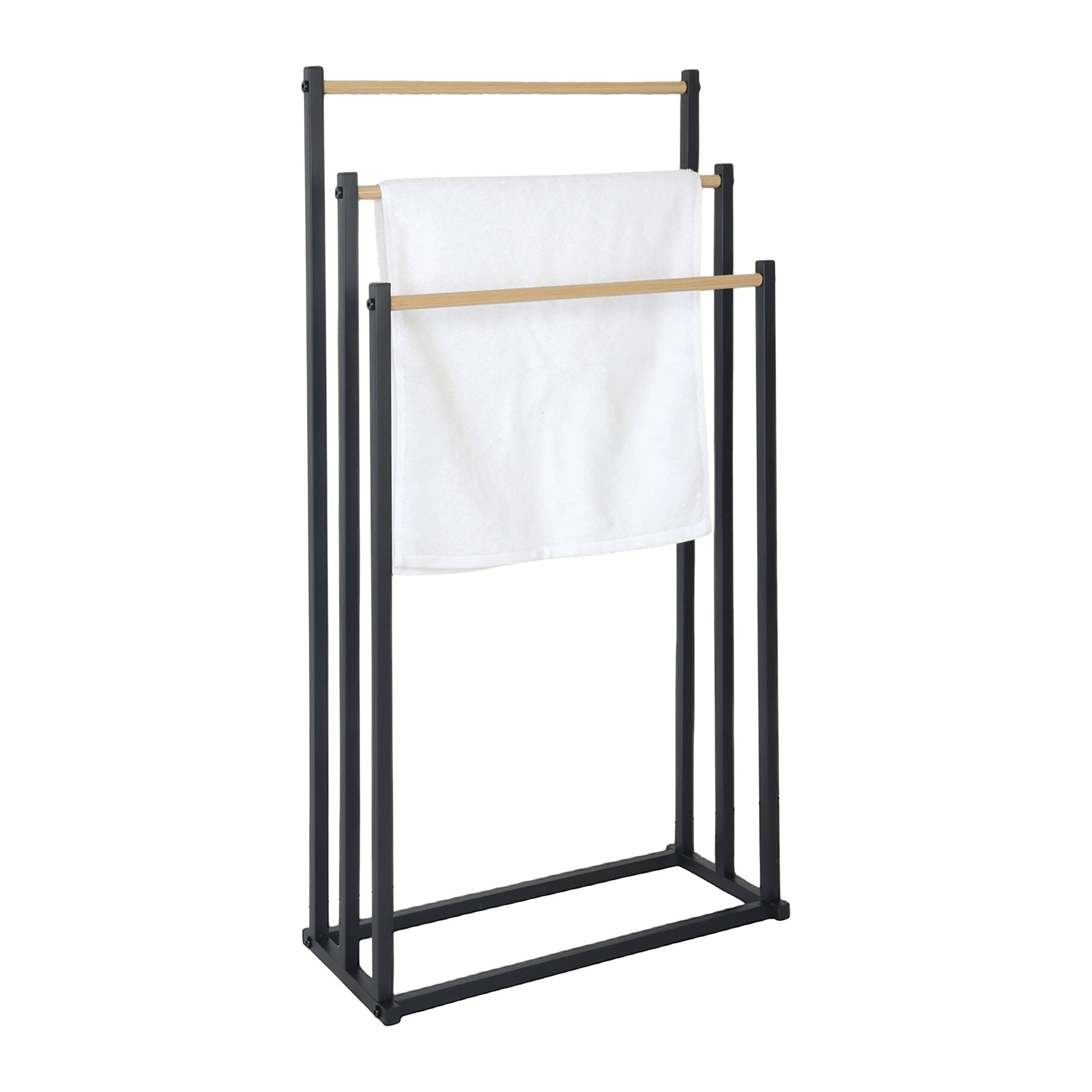 relaxdays Handtuchständer mit 3 Stange, schwarz günstig online kaufen