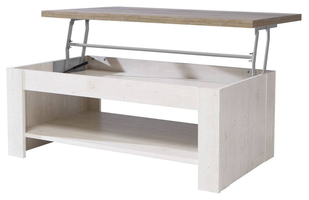 FORTE Couchtisch Couchtisch DURO Funktionstisch in Pinie weiß / Eiche antik