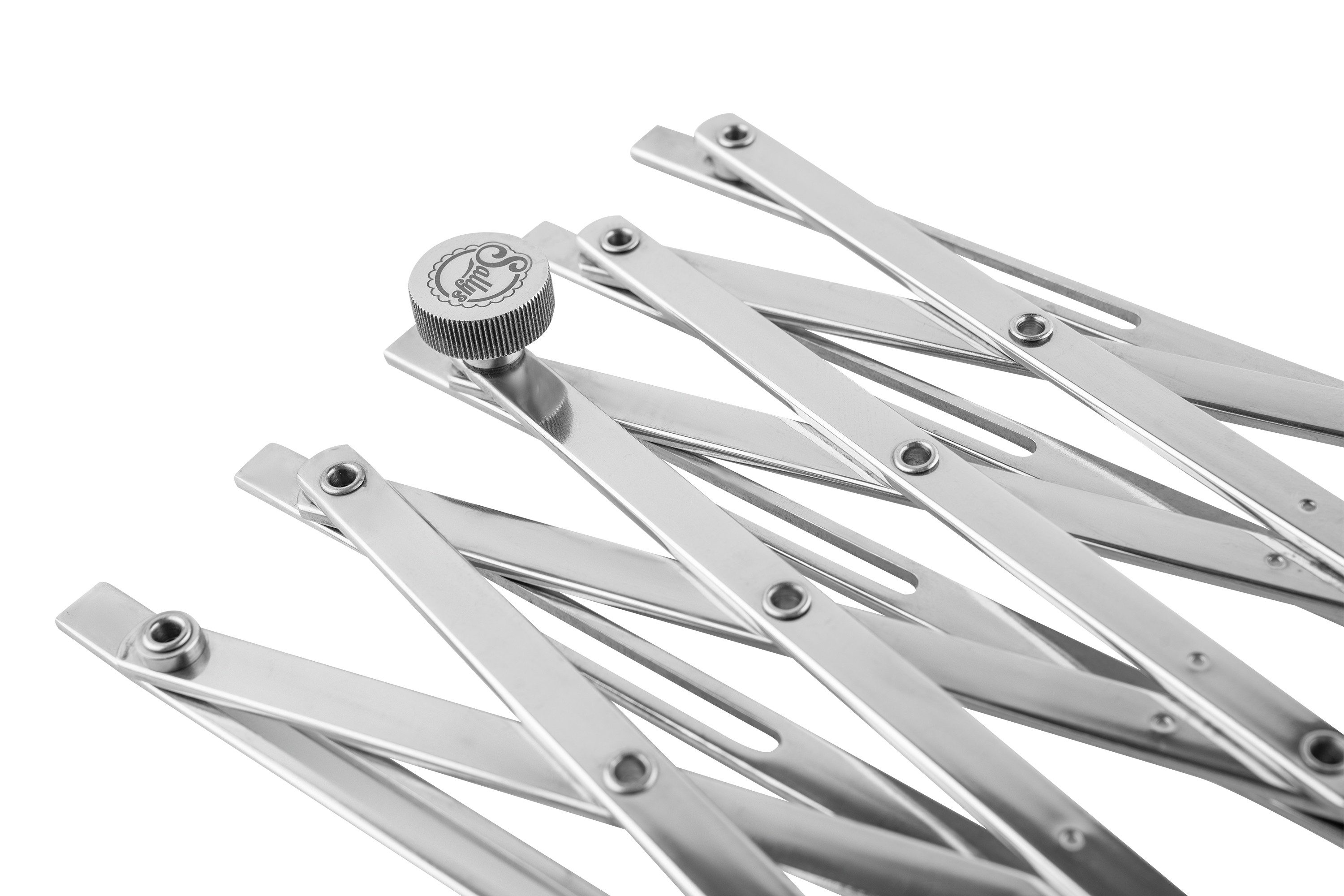 Sallys Teigrädchen Rollschneider mit 5 Klingen aus Edelstahl, 1 cm bis 12 justierbar, gleichzeitig vier Streifen schneidbar