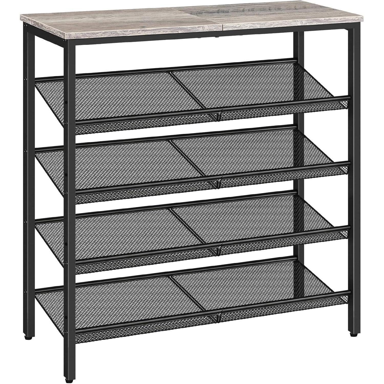 LuxusKollektion Schuhregal Schuhregal 5 Etagen Metallgitter Greige + Schwarz 75 x 30 x 81 cm