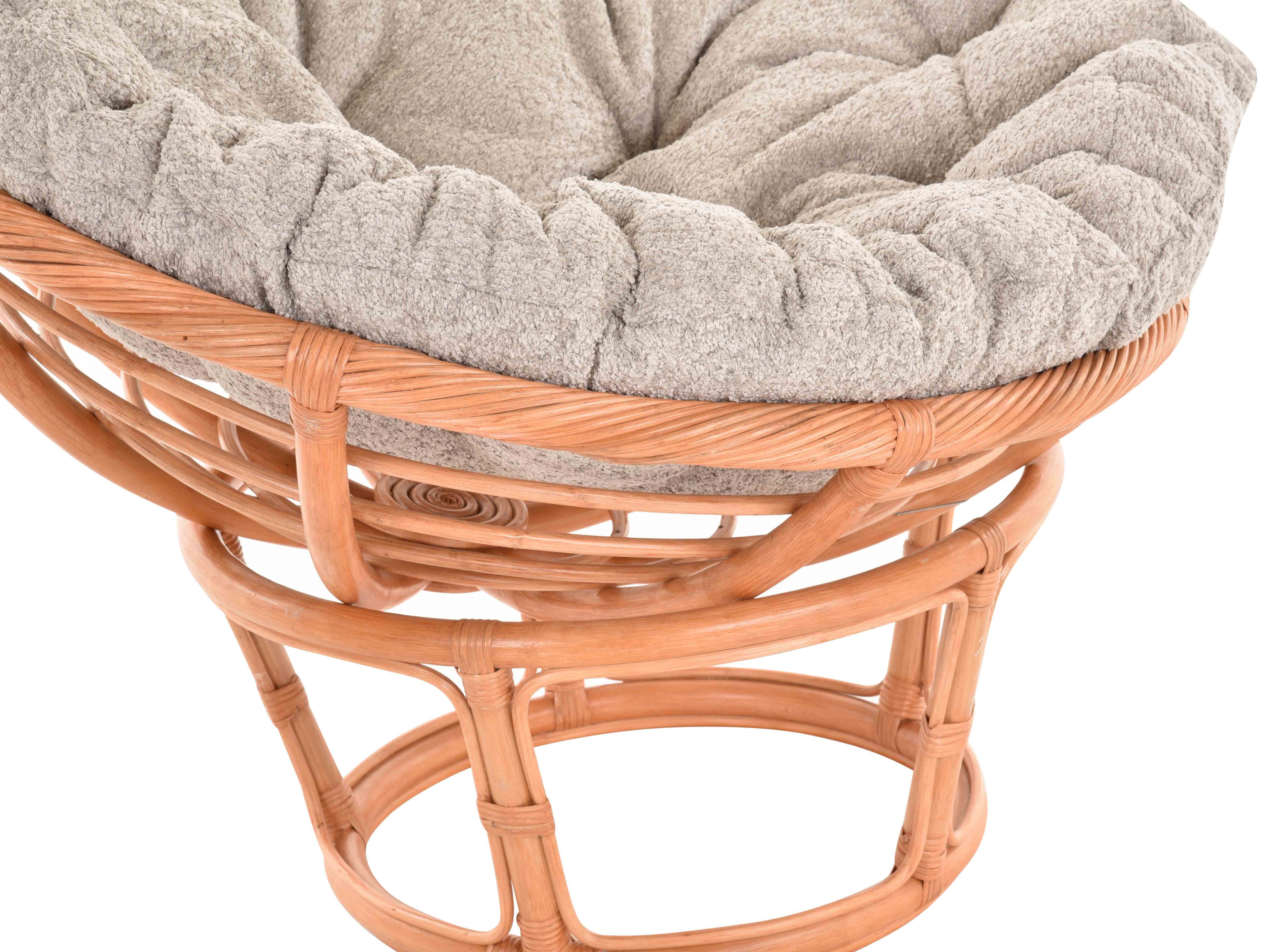 Krines Home XXL-Sessel Rattan Papasansessel XXL mit Kissen Relax Natur Liegesessel (100cm), Papasan, Chair