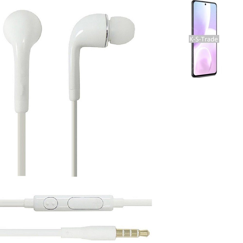 K-S-Trade für ZTE Voyage 20 Pro In-Ear-Kopfhörer (Kopfhörer Headset mit Mikrofon u Lautstärkeregler weiß 3,5mm)