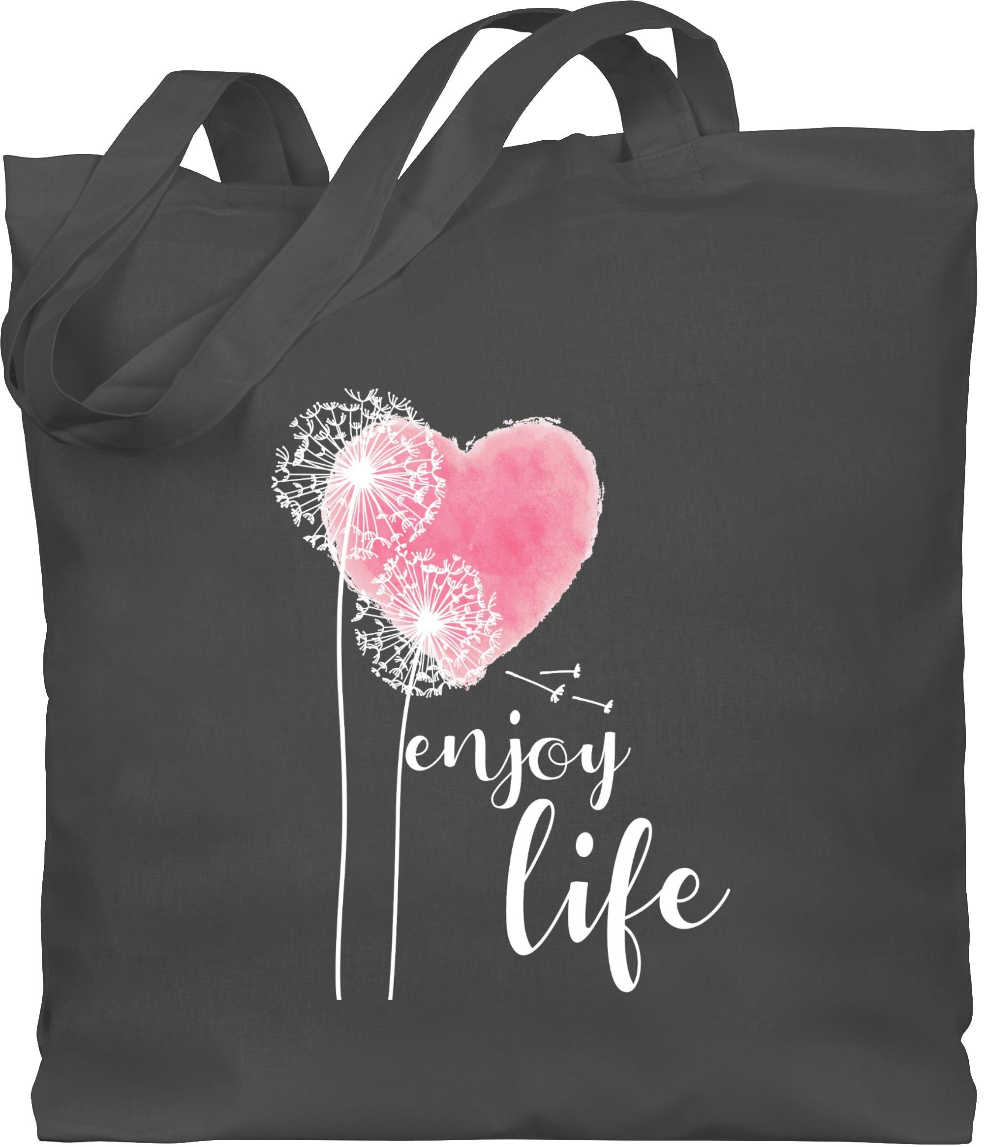 Shirtracer Umhängetasche »Pusteblume Enjoy Life weiß/rosa Sprüche