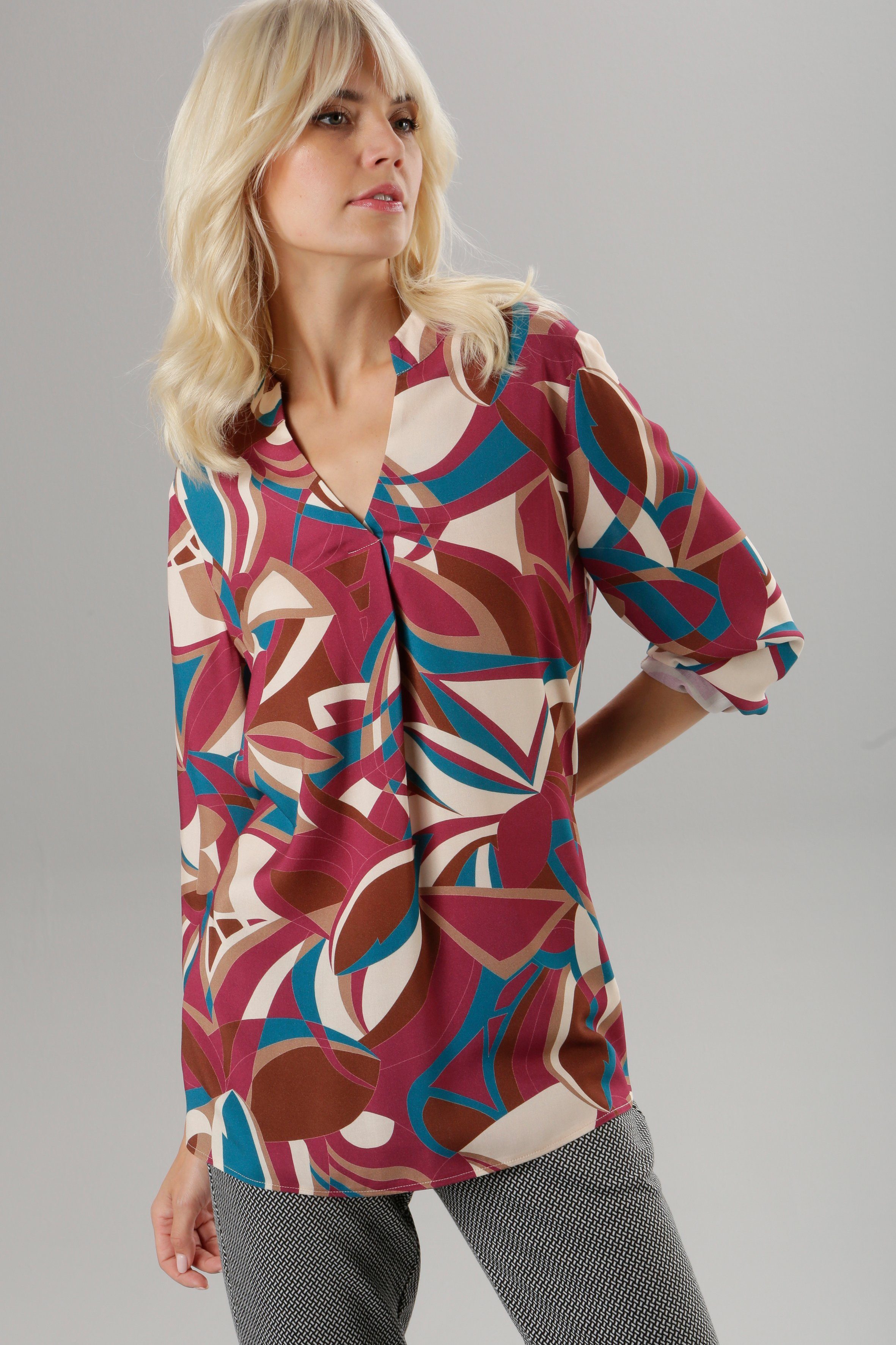 mit Allover-Muster Aniston in Farben SELECTED Schlupfbluse topaktuellen