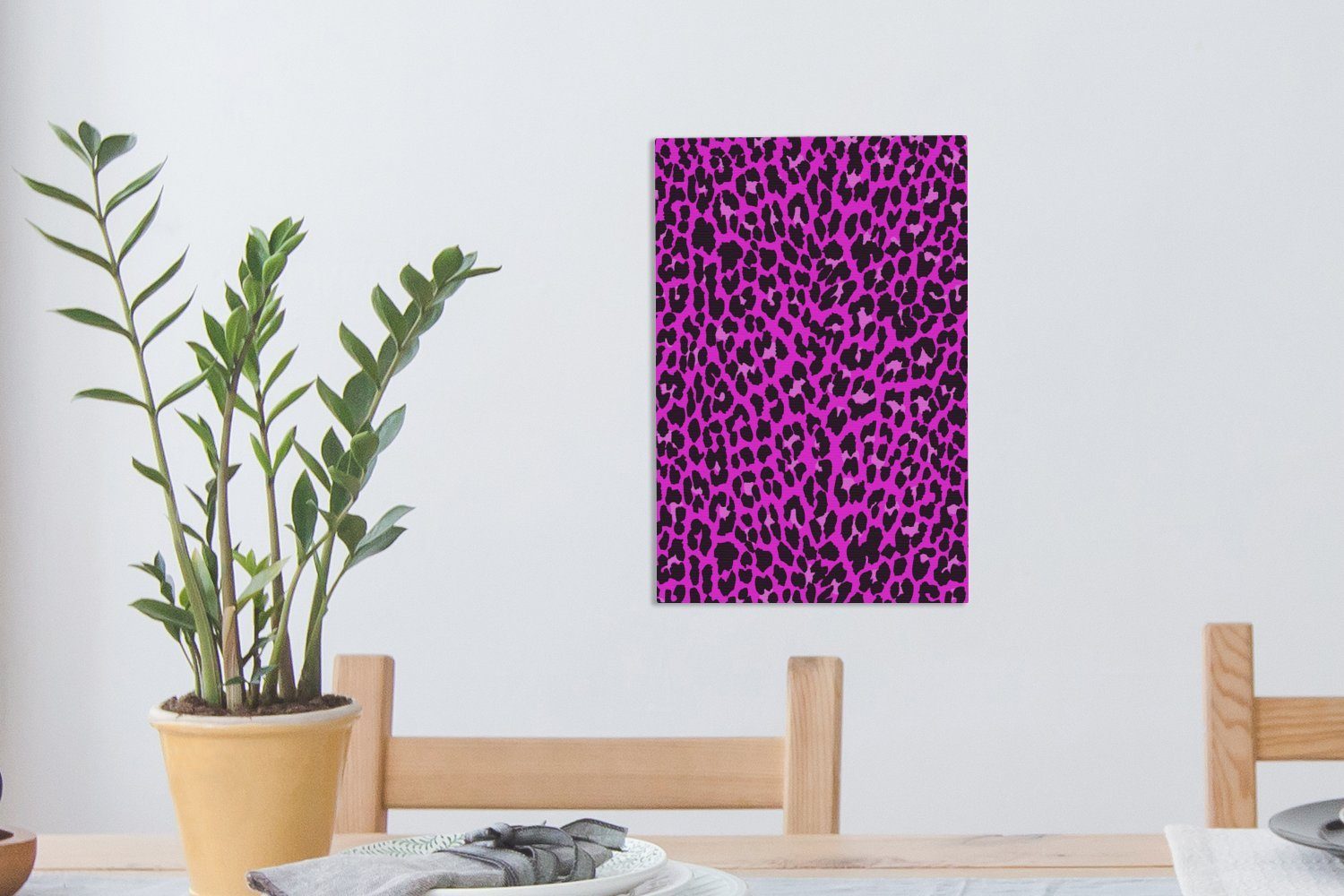 OneMillionCanvasses® Leinwandbild Leopard - Pelz - Rosa, Leinwandbild St), Zackenaufhänger, bespannt inkl. 20x30 cm fertig (1 Gemälde