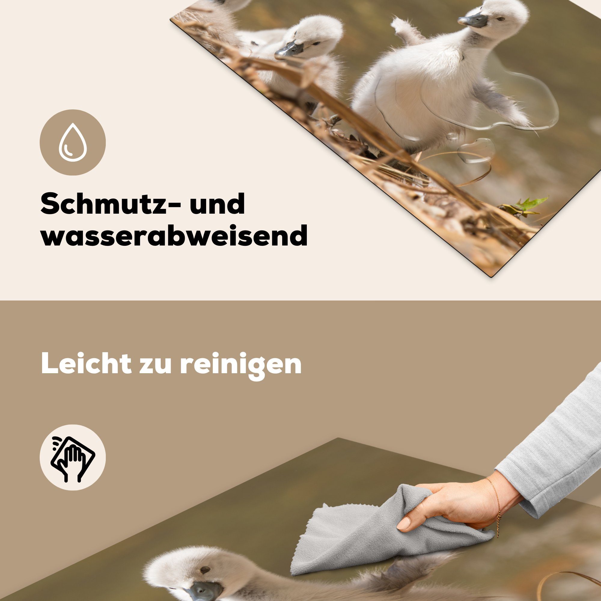 Küken, tlg), - Schwan Baby Ceranfeldabdeckung MuchoWow cm, Induktionskochfeld Vinyl, - Schutz die - 81x52 Nest (1 Herdblende-/Abdeckplatte für küche,