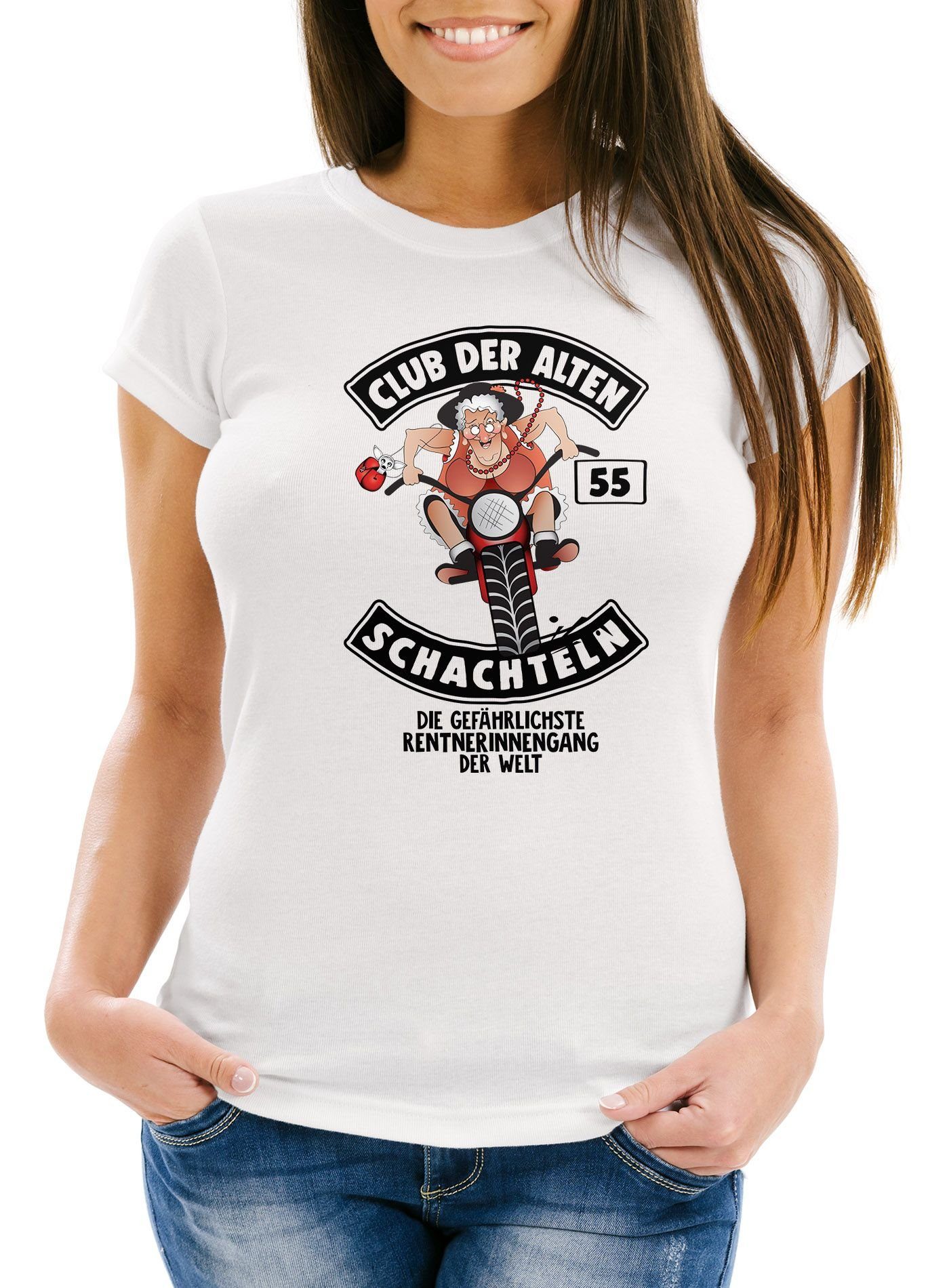 Print-Shirt Geburtstags-T-Shirt Damen Club Der alten Schachteln Geschenk für ältere Frauen Runder Geburtstag Fun-Shirt Moonworks®