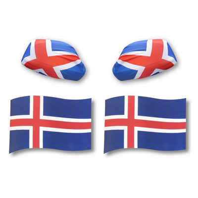 Sonia Originelli Fahne Fan-Paket Island Iceland Auto Außenspiegelflagge Magnete Fahren, Magnete: 3D-Effekt