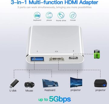 GOOLOO USB C auf HDMI Adapter, USB 3.0 Typ C auf HDMI 4K Multiport Adapter, Konverter mit USB 3.0 Port Mac HDMI Adapter