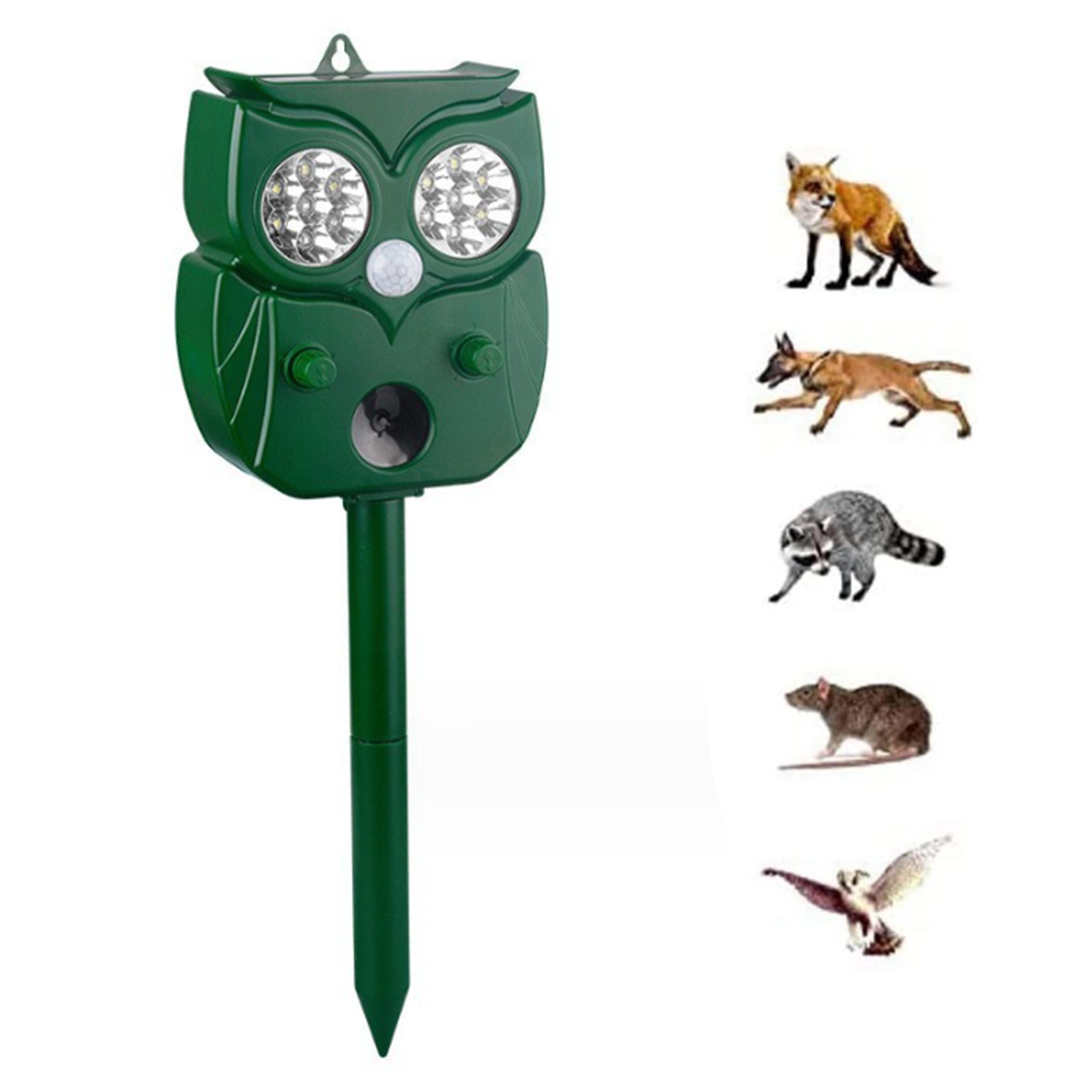 Qikki Ultraschall-Tierabwehr Solar-Mäusevertreiber, Ultraschall-Tiermäusevertreiber,  Geeignet für Hirsche, Füchse, Kaninchen, Waschbären, Ratten.