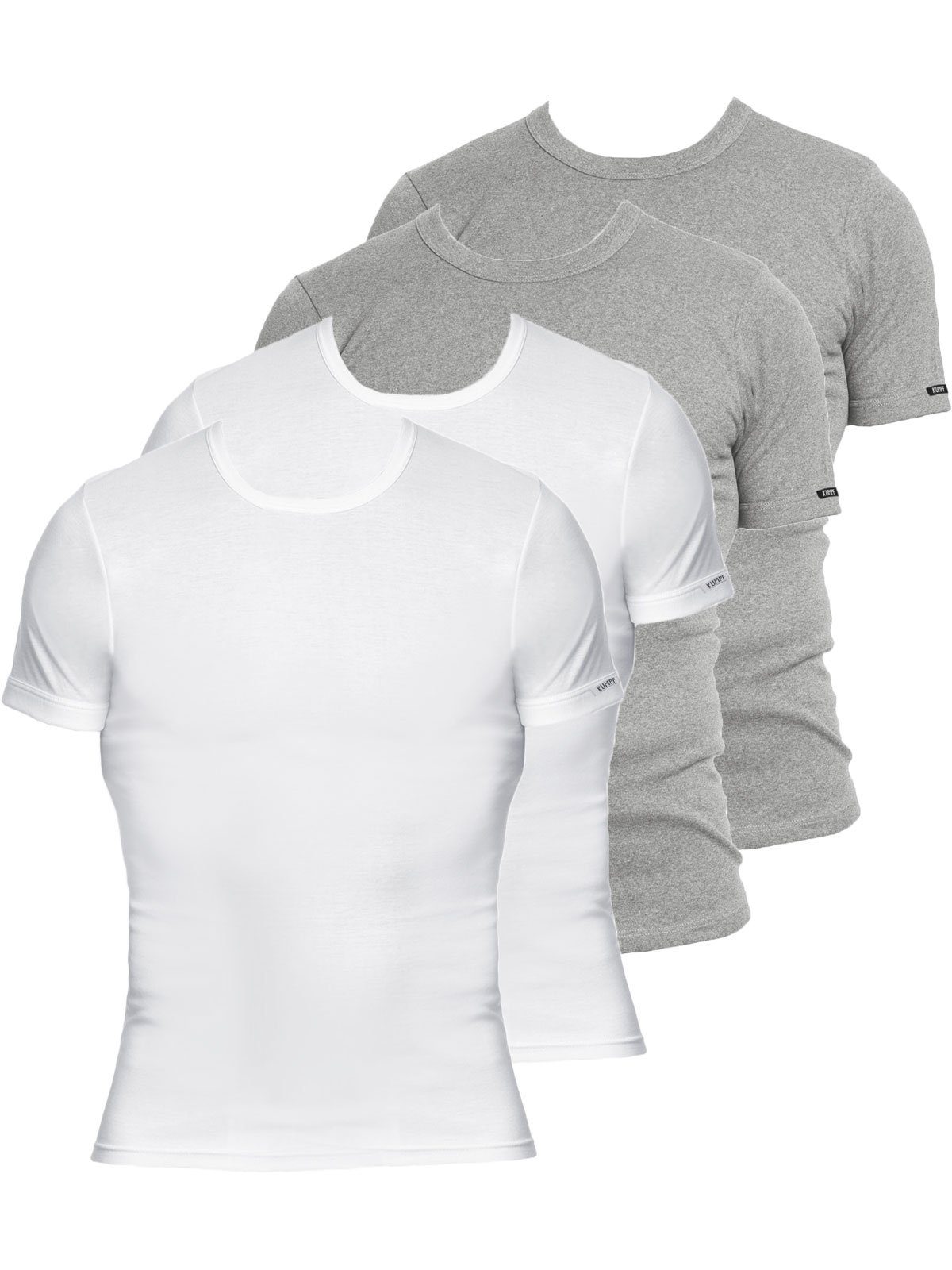 KUMPF Unterziehshirt 4er Sparpack Herren T-Shirt Bio Cotton (Spar-Set, 4-St) hohe Markenqualität stahlgrau-melange weiss