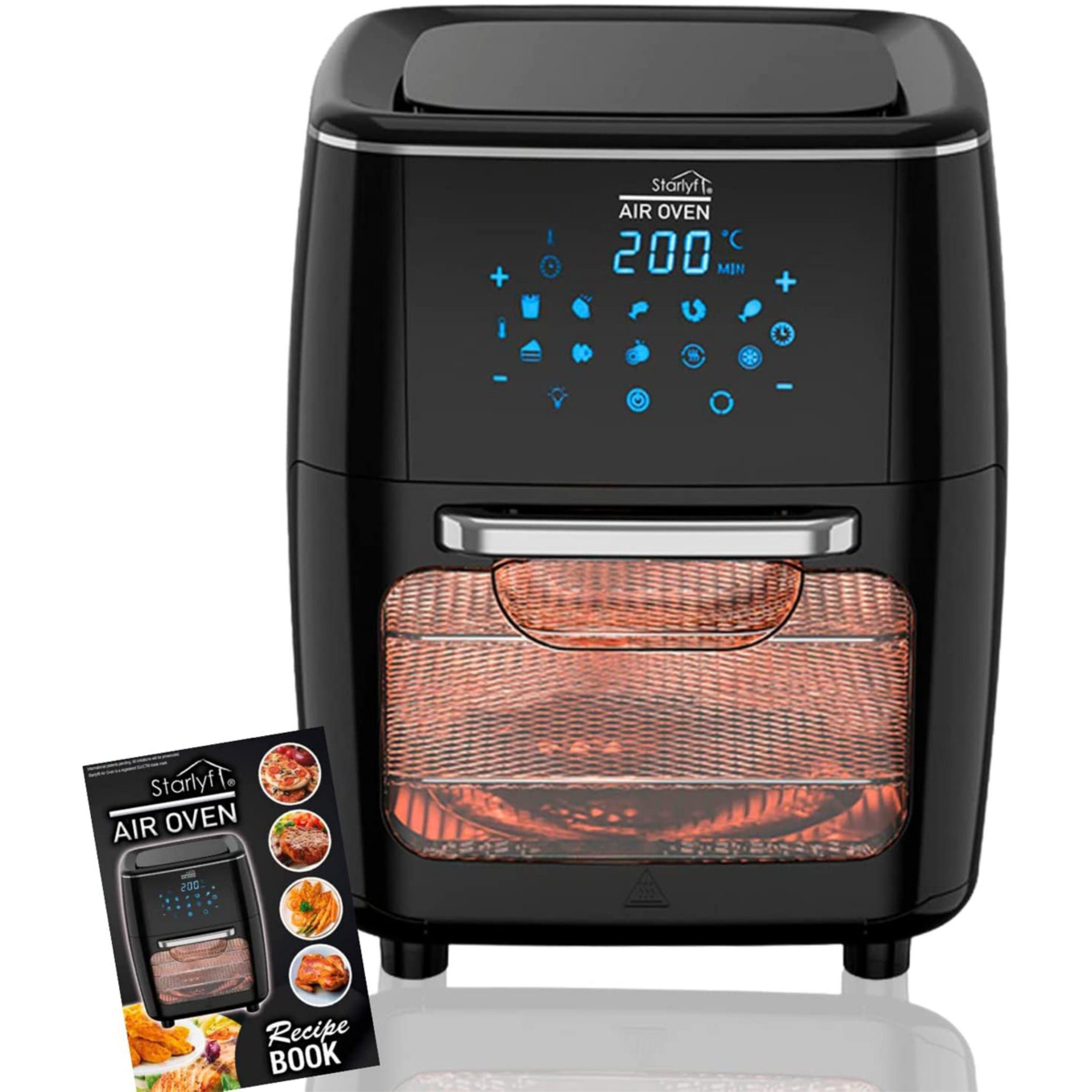 Starlyf Heißluftfritteuse Air Oven XXL, 1700,00 W, 12 Liter Fritteuse mit  10 Programmen, Rotisserie-Funktion, Drehspieß