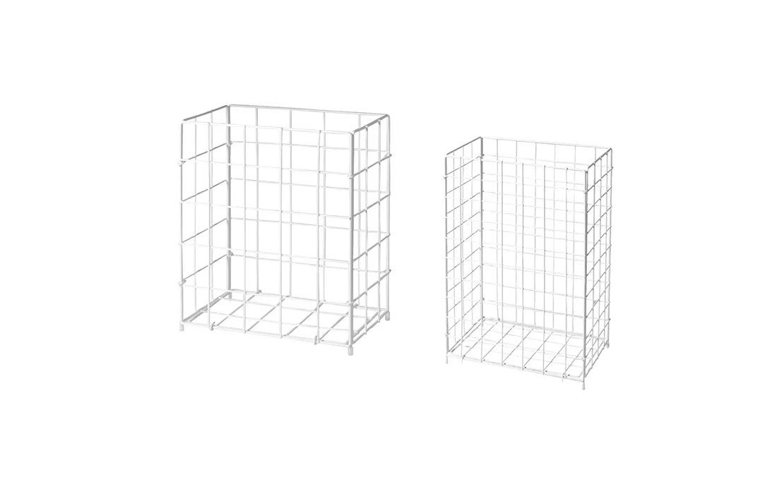AMPri Mülleimer Sammelkorb groß – Drahtgeflecht weiß – 400 x 250 x 620 mm, 62 Liter