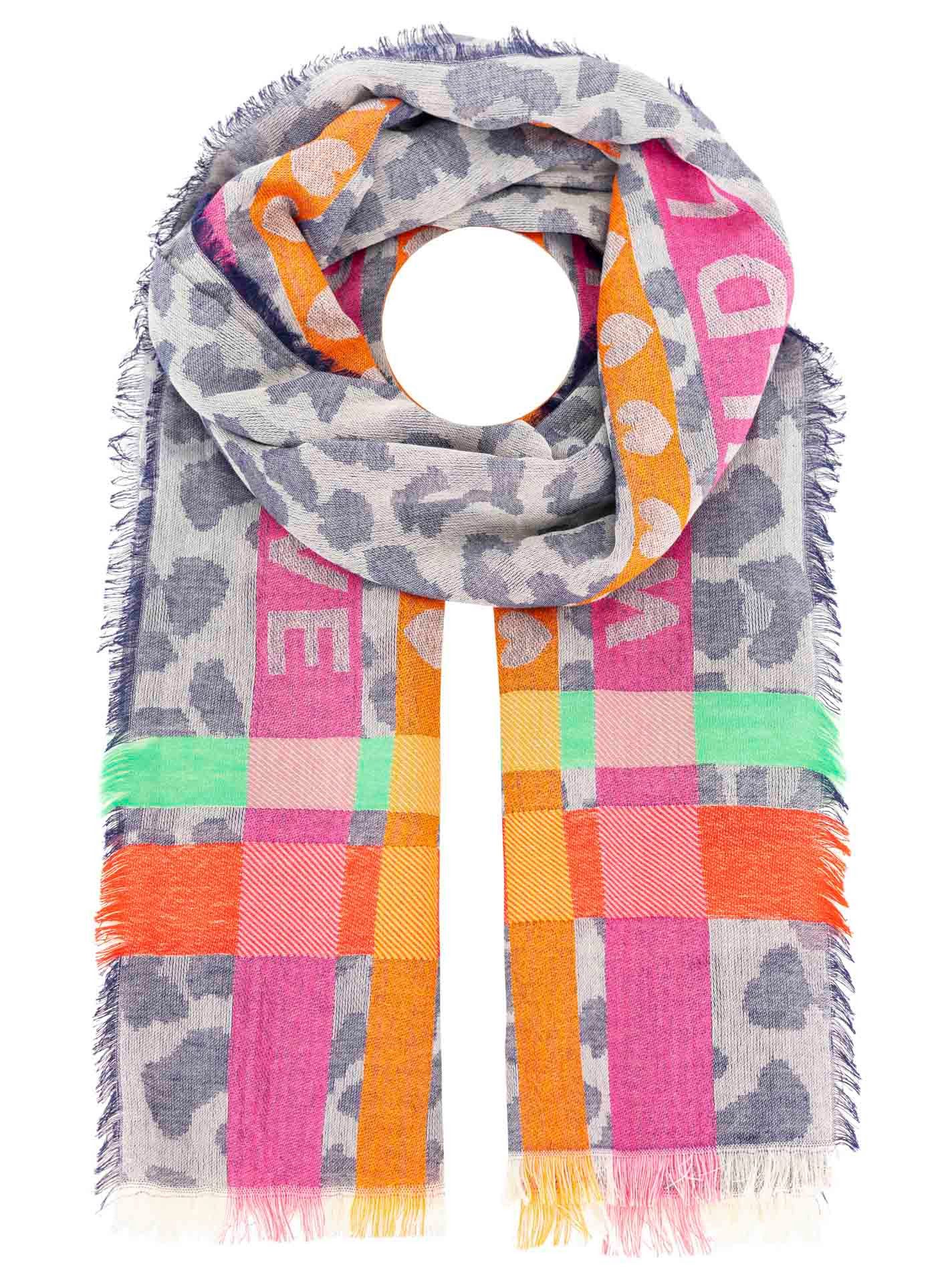 Zwillingsherz Schal "Wild Love", trendiger Schal mit Herzen und Schriftzug