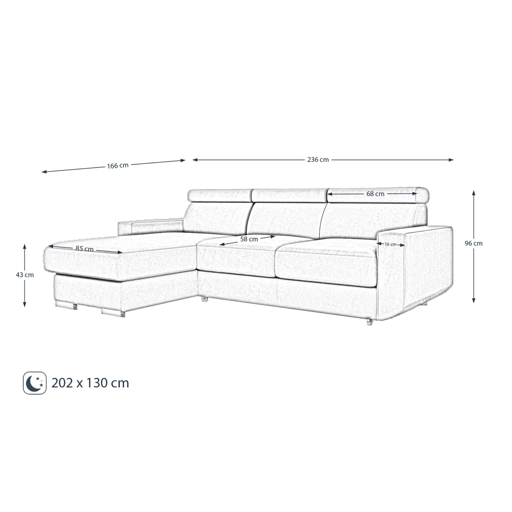 Creme Wellenunterfederung, mit Bonny, Sofa Kopfstützen Velours-Bezug, Relaxfunktion, Ecksofa Beautysofa verstellbare 02) mit (monolith L-Form universelle