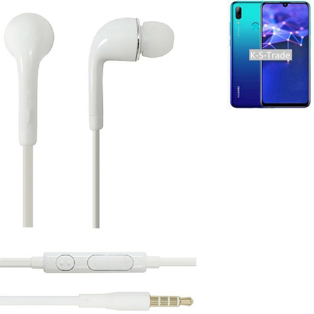 K-S-Trade für Huawei P Smart 2019 In-Ear-Kopfhörer (Kopfhörer Headset mit Mikrofon u Lautstärkeregler weiß 3,5mm)
