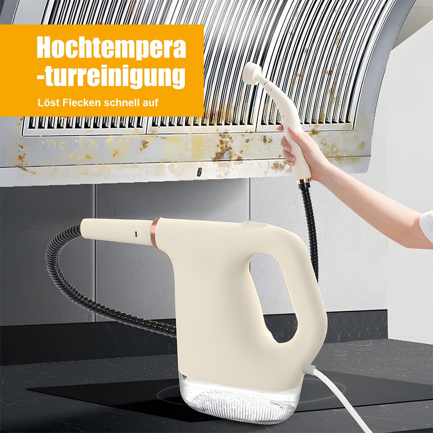 AKKEE Handdampfreiniger 450ml Dampfreiniger, Mehrzweckdampfreiniger mit 11-teiligem Zubehör, 1200 W