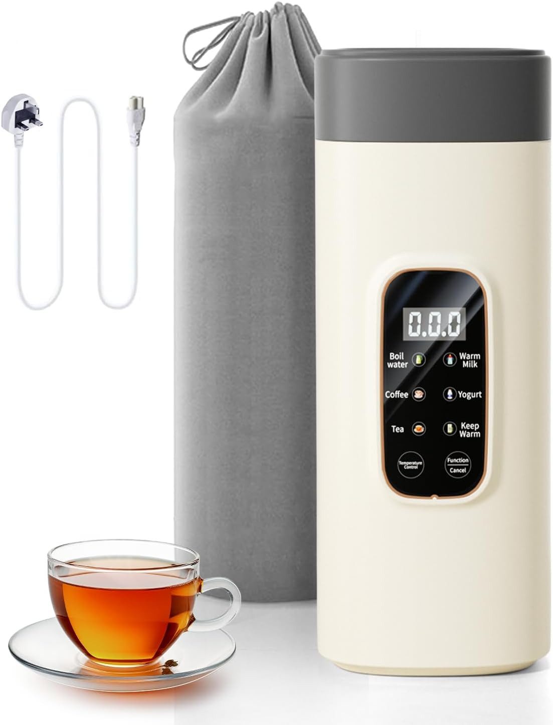 Maestri House Reise-Wasserkocher Intelligenter Wasserkocher mit 6 Temperaturstufen, 0.55 l, 400 W, 550 ml Schnellkochfunktion, kleiner Wasserkocher aus Edelstahl 304