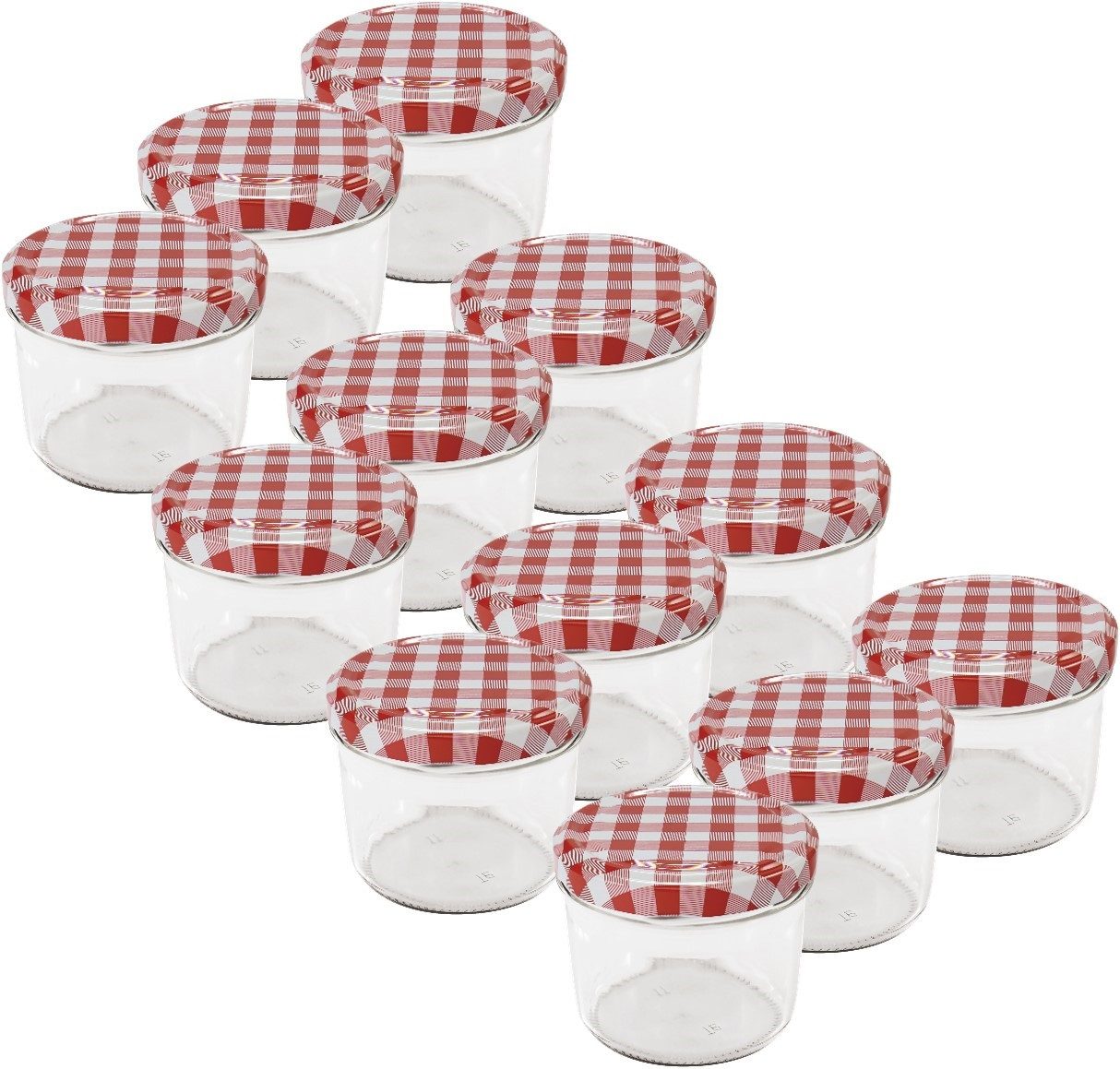 Marmeladenglas Einmachgläser Marmeladengläser 230ml rot -weißer Deckel - 12 Stück