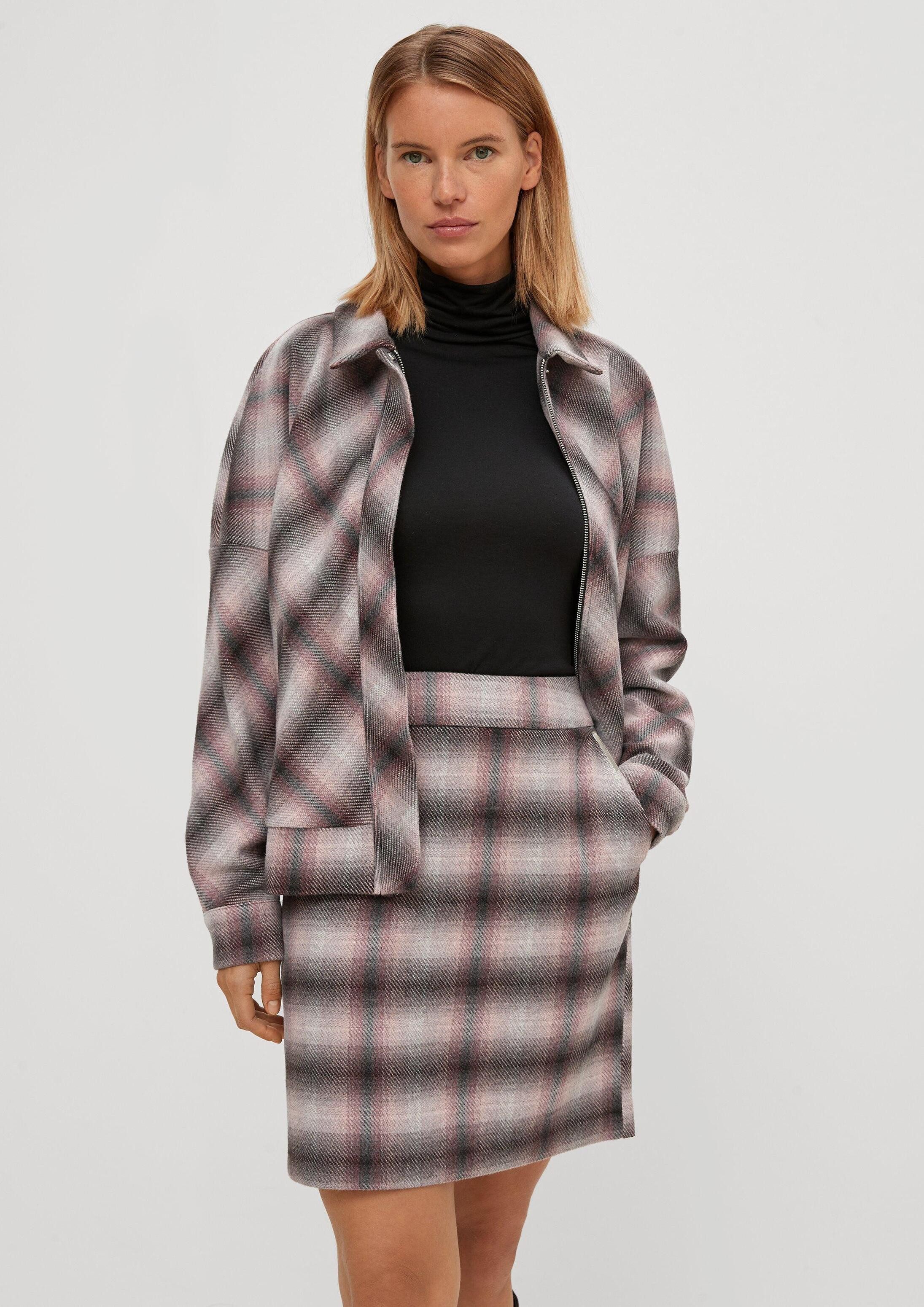 comma Funktionsjacke Indoor-Jacke Blouson mit Karomuster