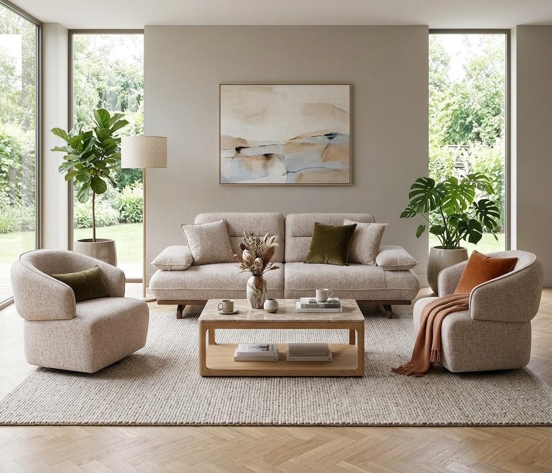 JVmoebel Modernes Wohnzimmer-Set mit 3+1+1-Sitzern und elegantem Design, (3-tlg)