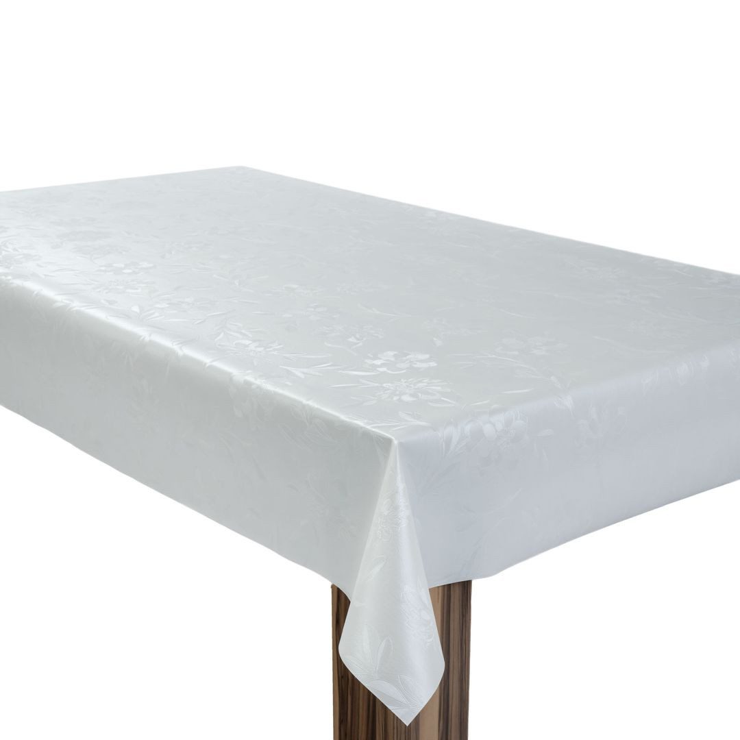 laro Tischdecke Wachstuchtischdecke Elegant Floral Weiß PVC Eckig
