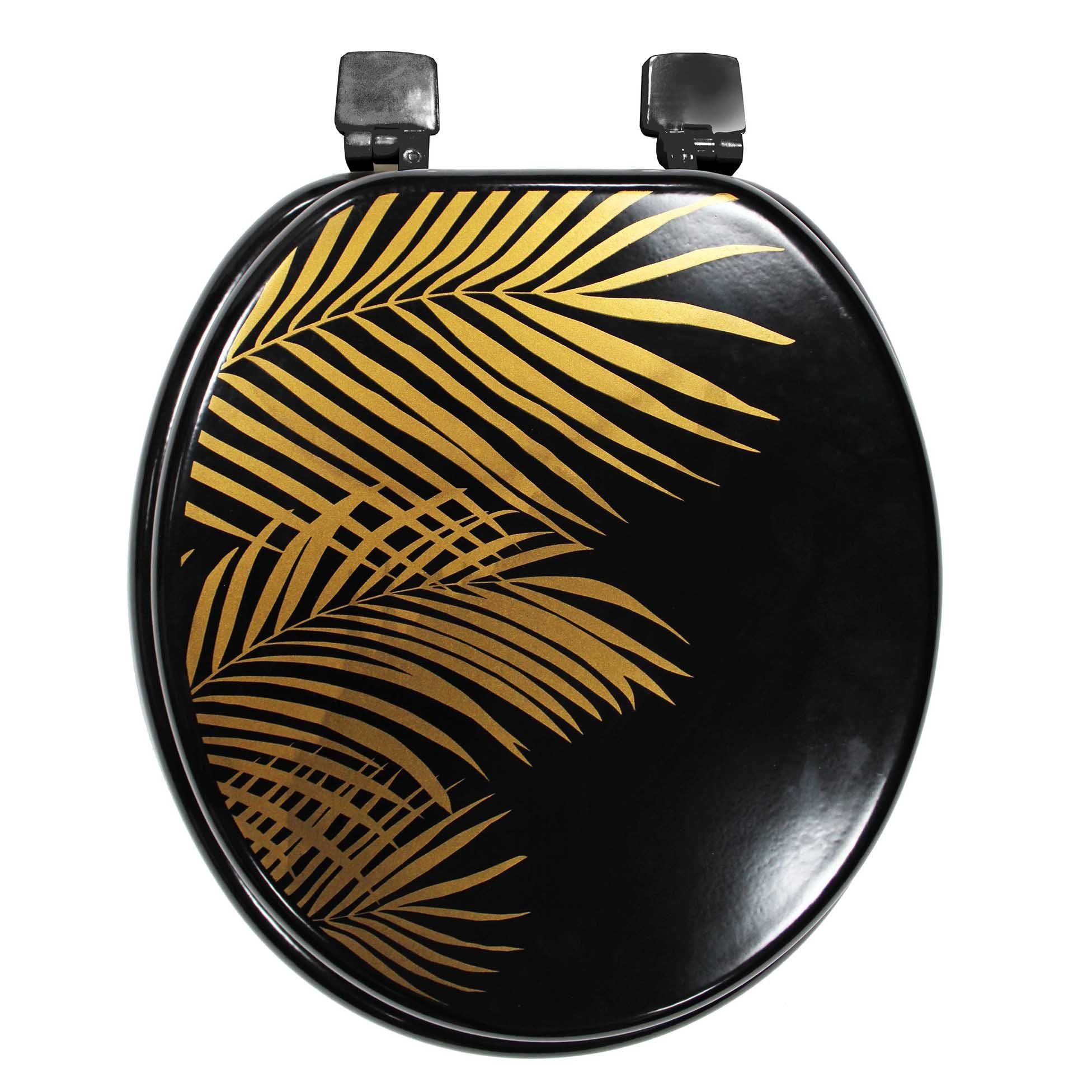 dynamic24 WC-Sitz Palme schwarz gold mit günstig online kaufen