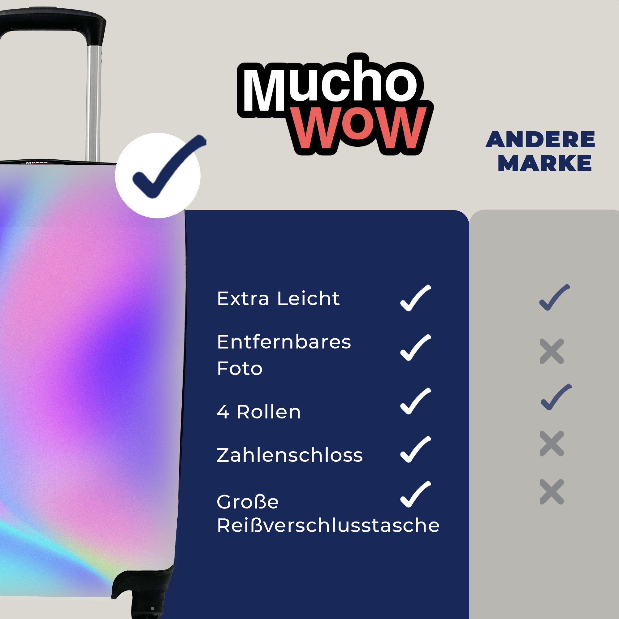 mit MuchoWow 4 Handgepäckkoffer lila rollen, Handgepäck Abstraktes Trolley, Rollen, Reisetasche mit Bild Reisekoffer Geometrie, Ferien, für