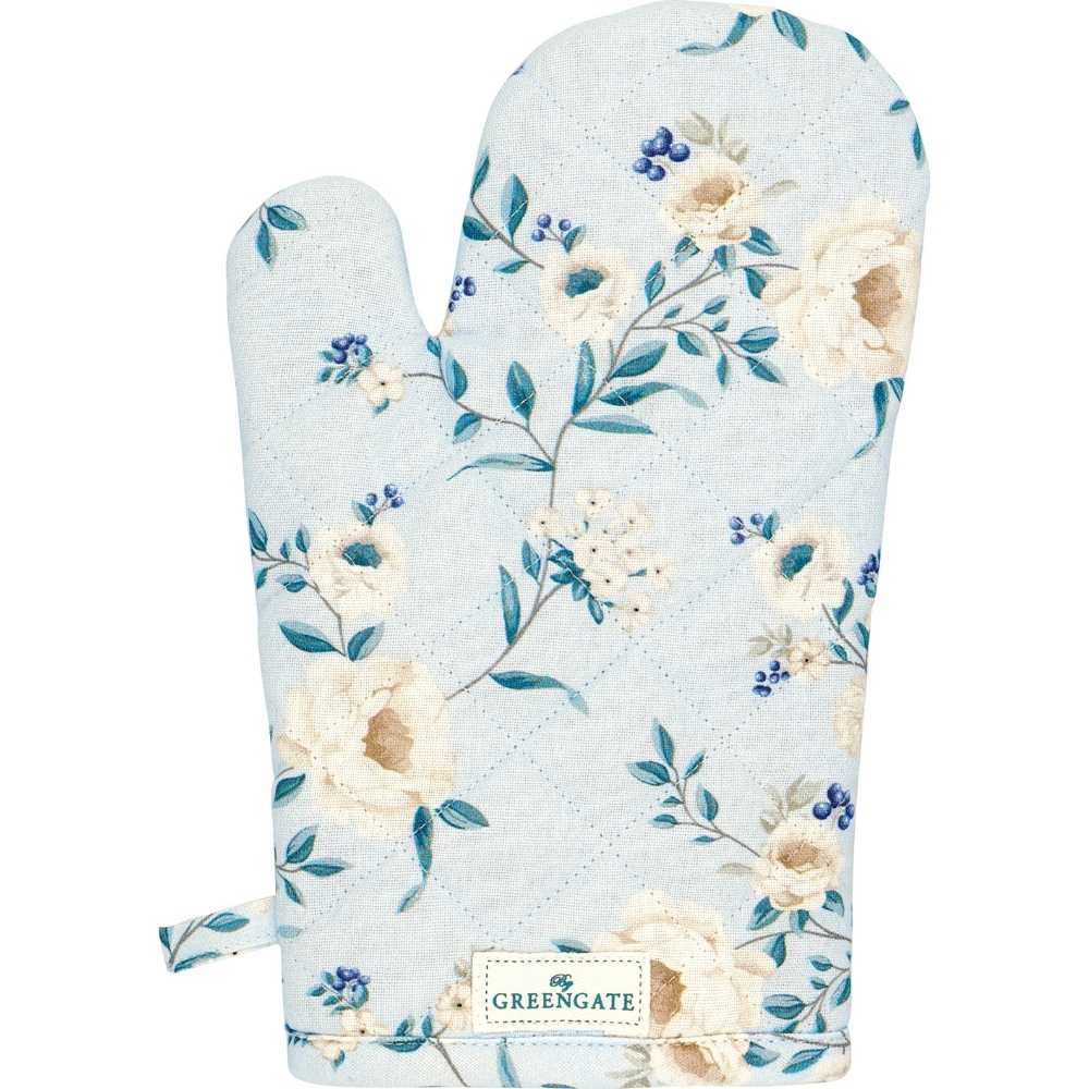 Greengate Topfhandschuhe Greengate Ofenhandschuh PHILIPPA PALE BLUE Blau mit Blumen