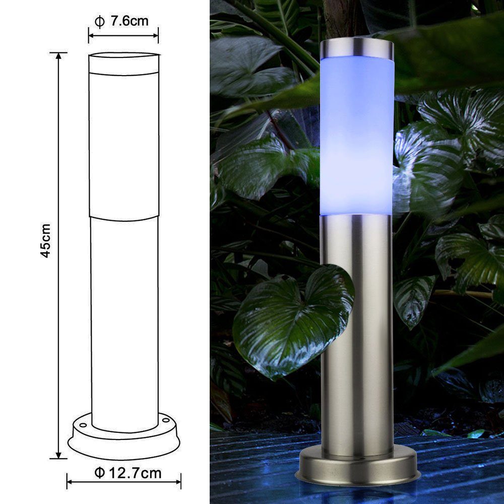 RGB - FERNBEDIENUNG Sockelleuchte Steckdosen Lampe Außen-Stehlampe, etc-shop silber LED LED Sockel Edelstahl