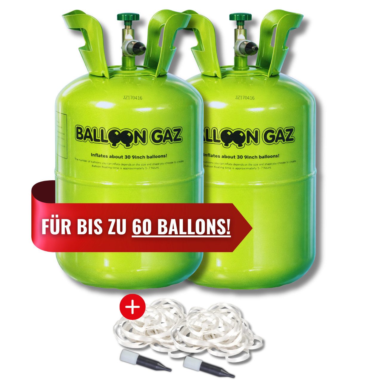 Folat Helium Ballongas Heliumflaschen SETS für bis zu 30-90 Luftballons - Helium, XXL Set für Hochzeit, Geburtstag, Party – für bis zu 60 Luftballons
