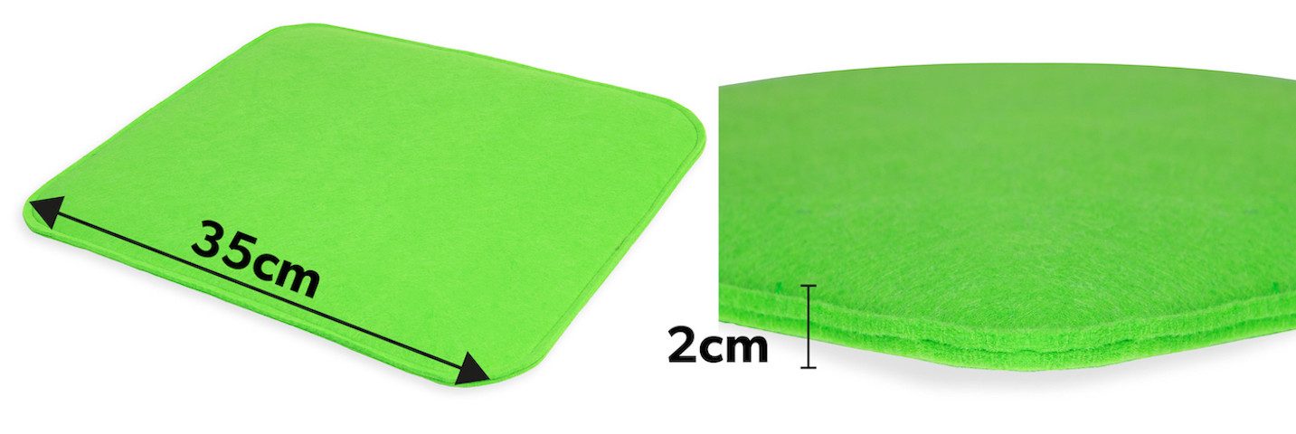 sunnypillow Stuhlkissen 4er Set Stuhlkissen aus Filz quadratisch 35x35 cm Filzkissen, Grün