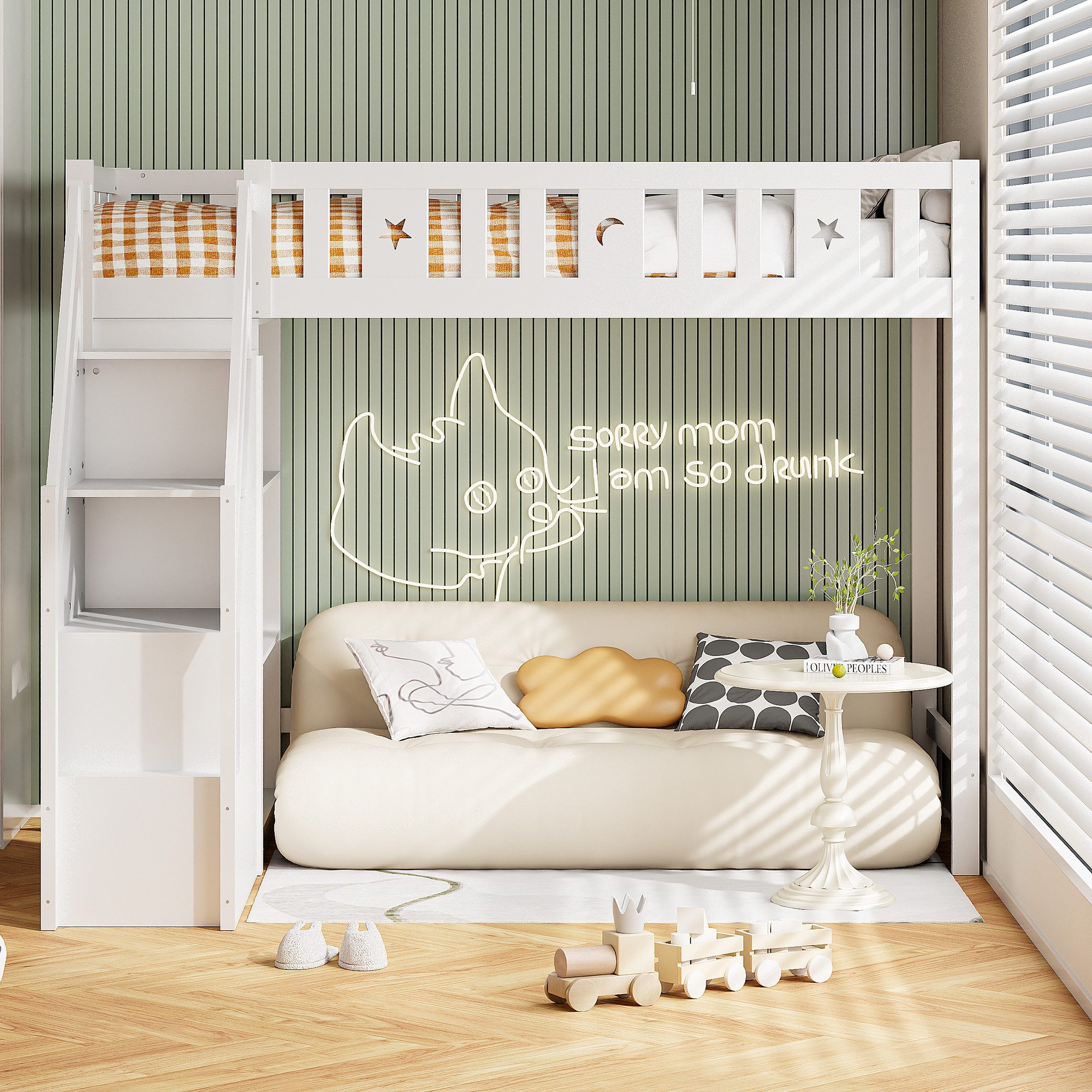 Flieks Hochbett Hochbett Kinderbett Einzelbett 90x200cm günstig online kaufen