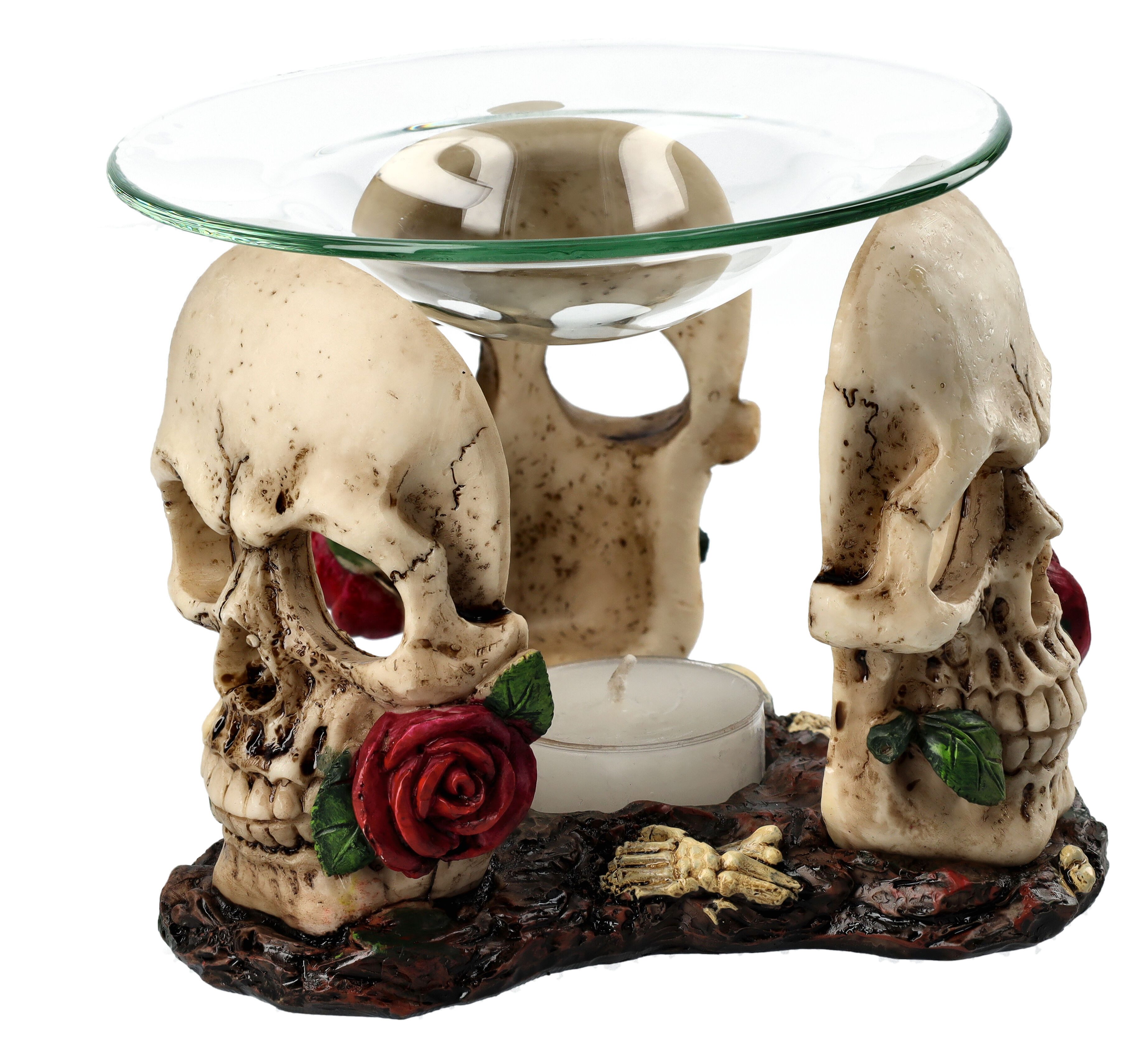Figuren Shop GmbH Duftlampe Duftlampe - Totenköpfe mit Rosen - Raumduft Tee günstig online kaufen