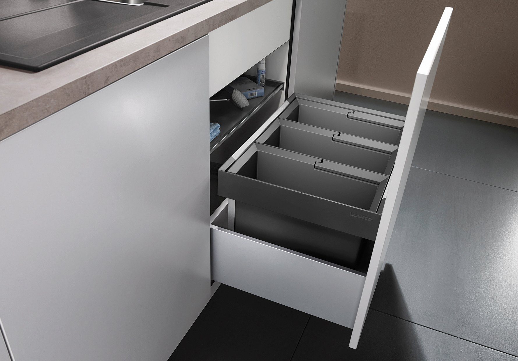 Blanco Mülltrennsystem Flexon II 60/3, Kunststoff, Stahlblech, 600 mm Untermass