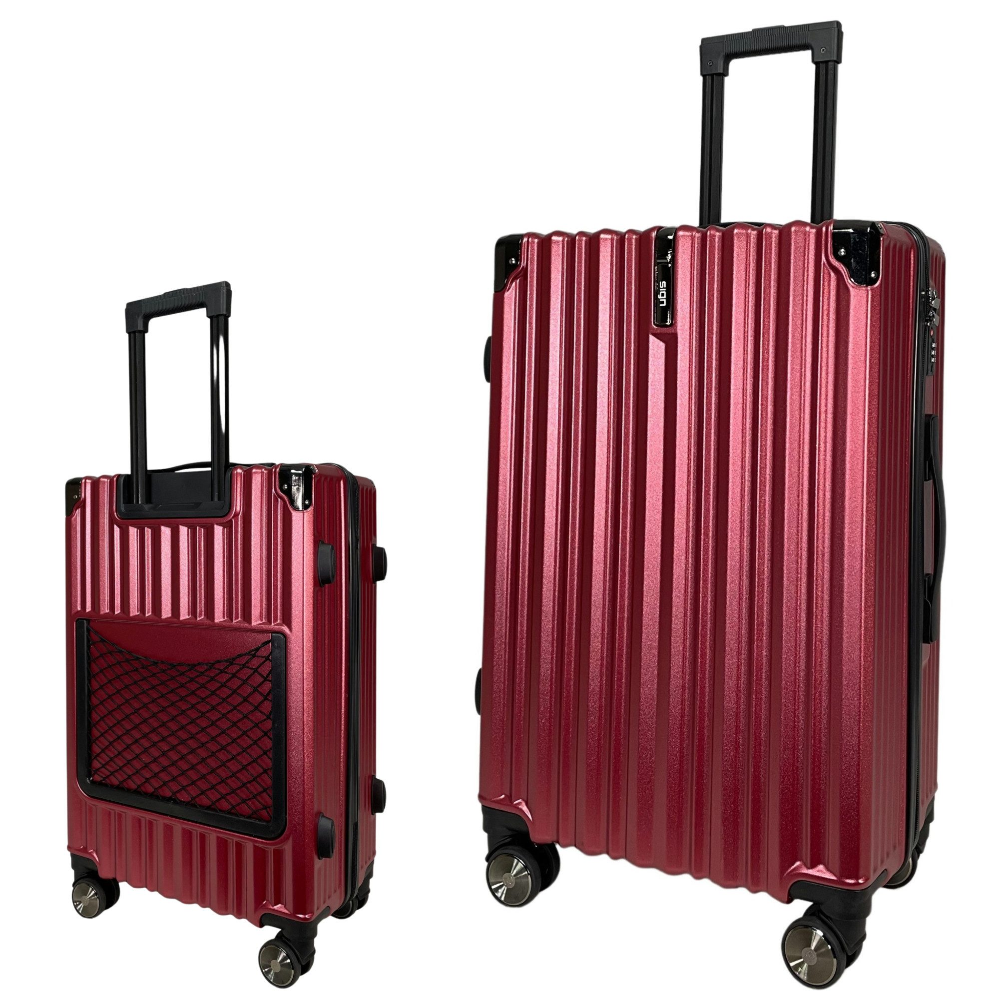 SIGN German Design Trolley Reisekoffer Hartschalen-Koffer, 360° Zwillingsrollen M/L/XL, Netztasche auf der Rückseite