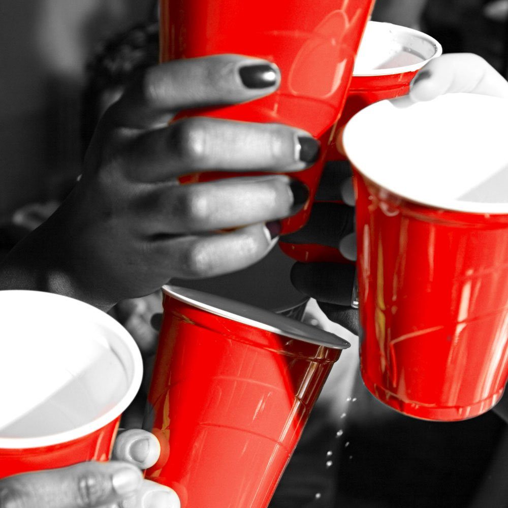 Goods+Gadgets Cups Red Wiederverwendbare Getränkebecher Trinkbecher Rot Plastikbecher, Beer Partybecher Becher, Pong Becher