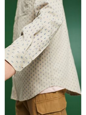 Esprit Langarmhemd Schmal geschnittenes Twill-Hemd mit Muster