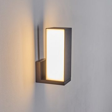 hofstein Außen-Wandleuchte »Gobbi« LED Außenlampe aus Metall, Anthrazit, weißem Kunststoff, 2700 Kelvin, über Smart App dimmbar, Schirm ist drehbar, 1xLED 14 Watt, 1000 Lumen