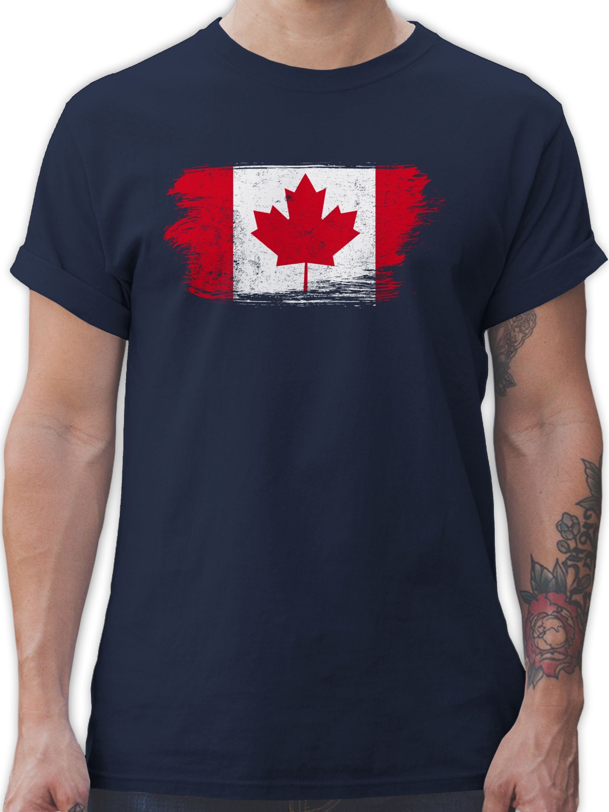 Shirtracer T-Shirt Kanada Vintage Länder Wappen 3 Navy Blau
