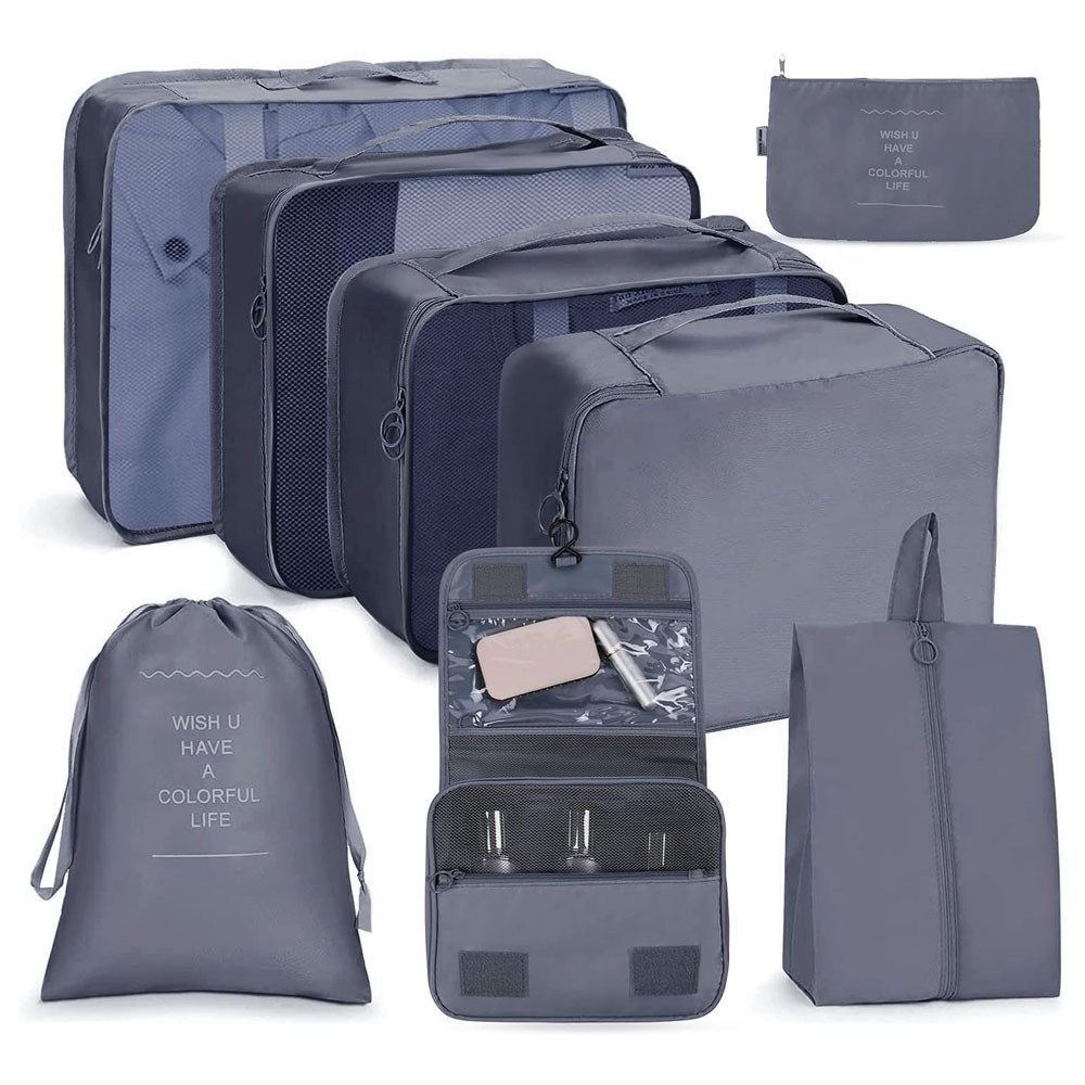 TUWENA Kofferorganizer Koffer Organizer Set 8-teiliges, Packing Cubes, Reise Kleidertaschen, Reise Essentials Organizer - Kosmetiktasche, Kleidertasche Schuhbeutel